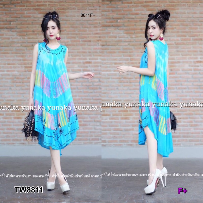 Dress เดรสแขนกุดมัดย้อม TW8811