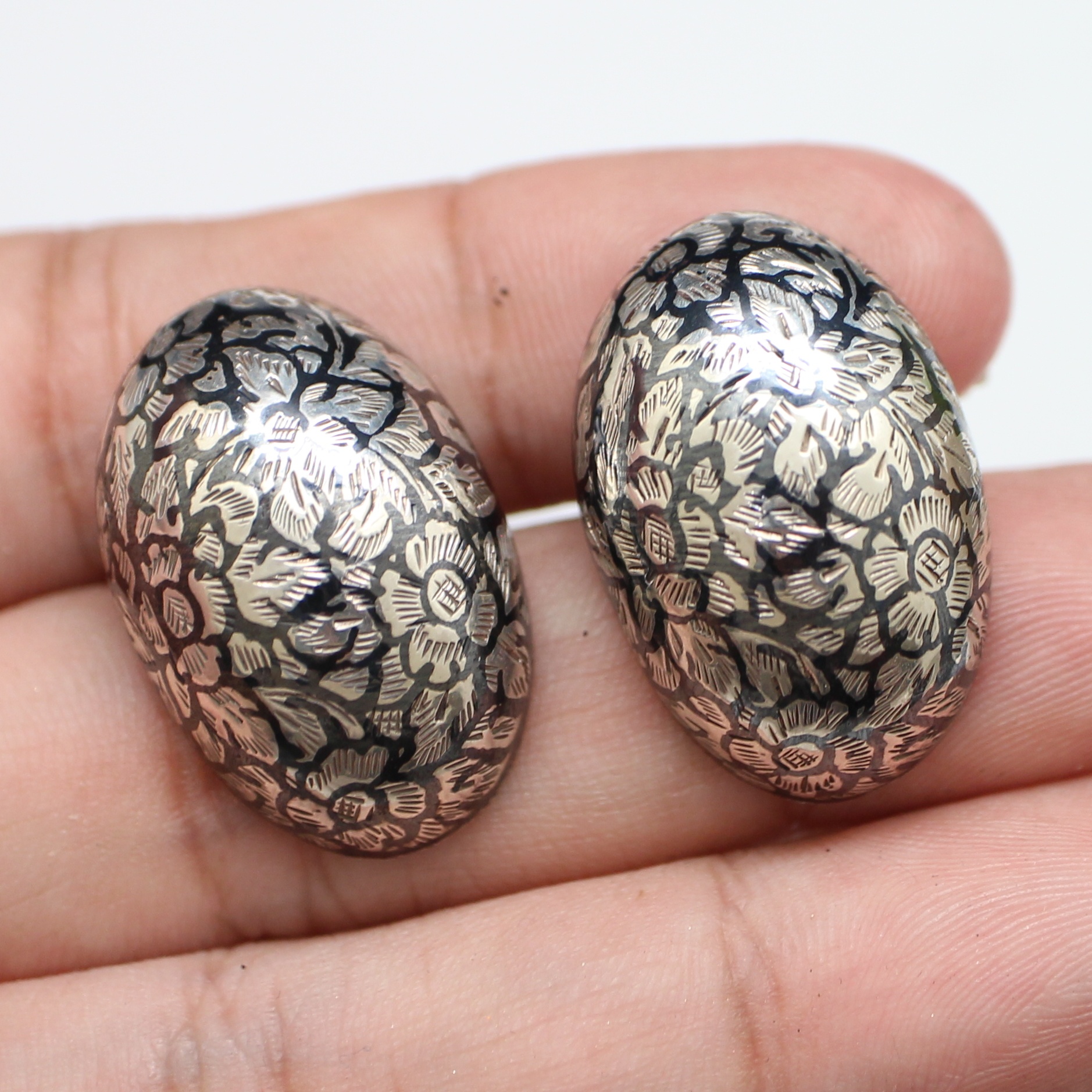 SI474 ต่างหูถมเงินทองปลิง เงินแท้ 92.5% นน. 14.4 กรัม