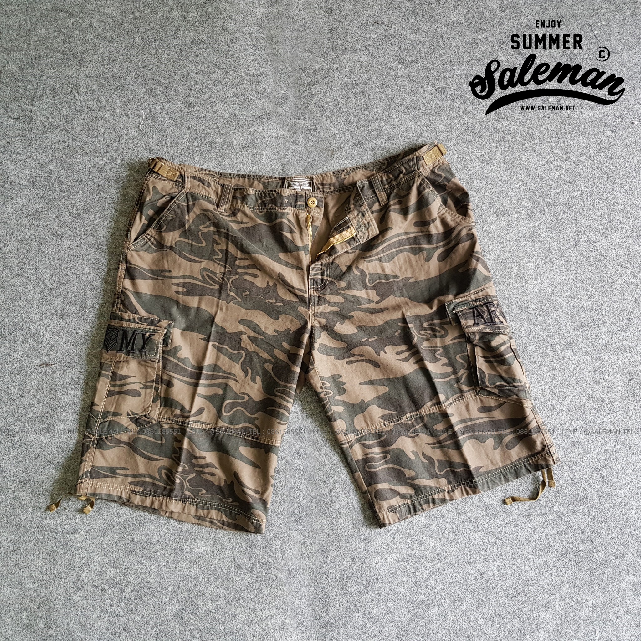 กางเกงขาสั้น รุ่น camo shorts สีลายพรางเขียว