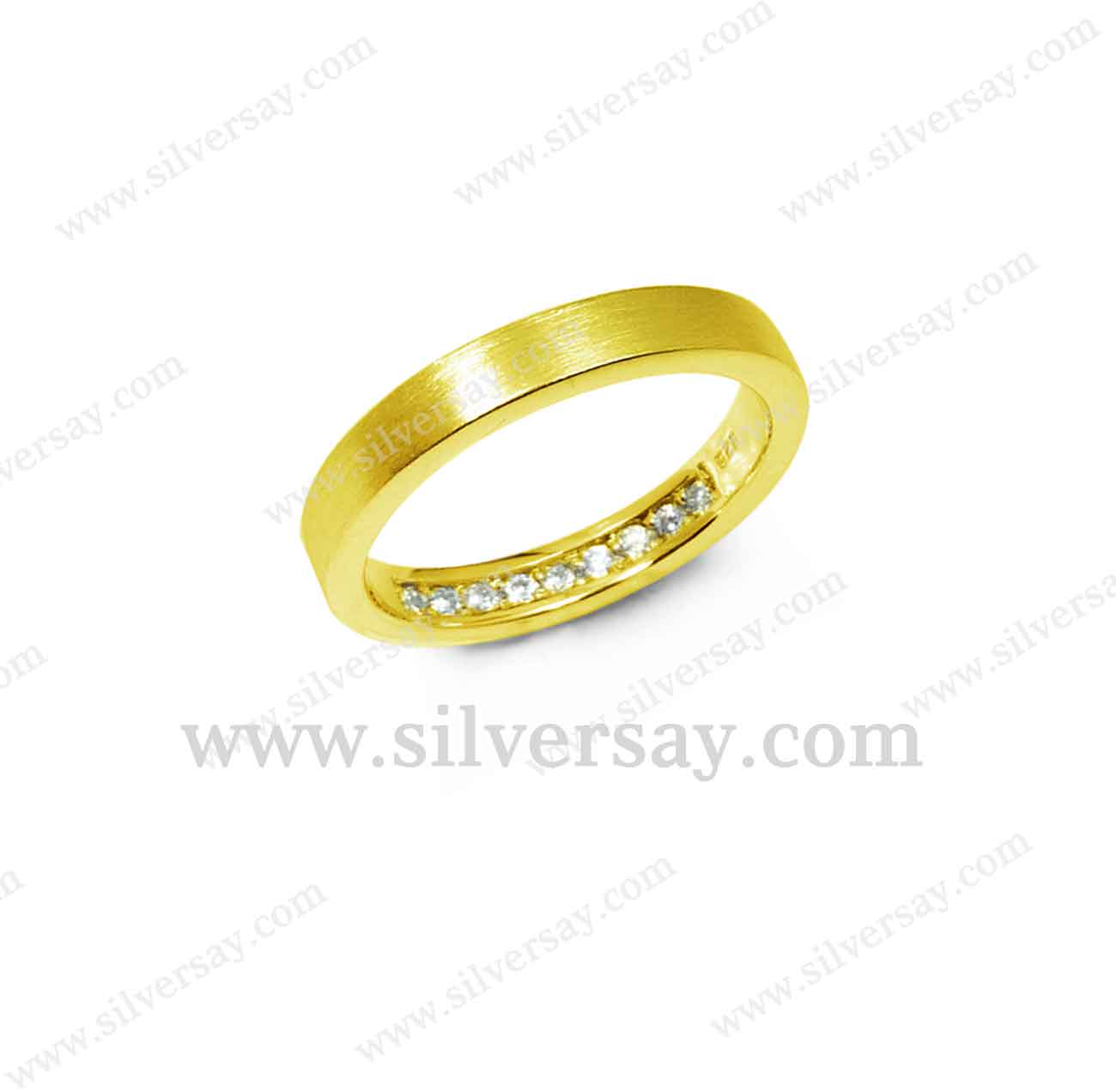 แหวนแก้เคล็ดซ่อนเพชรเก้าเม็ด/โมเดิร์น-วงบาง/แลขนแมว/สีทองคำ22k