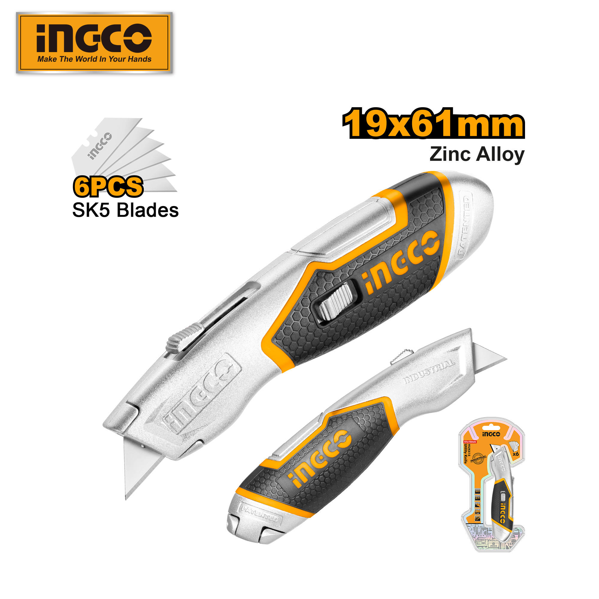 INGCO มีดคัตเตอร์อเนกประสงค์ พร้อมใบมีด SK5 อิงโก้