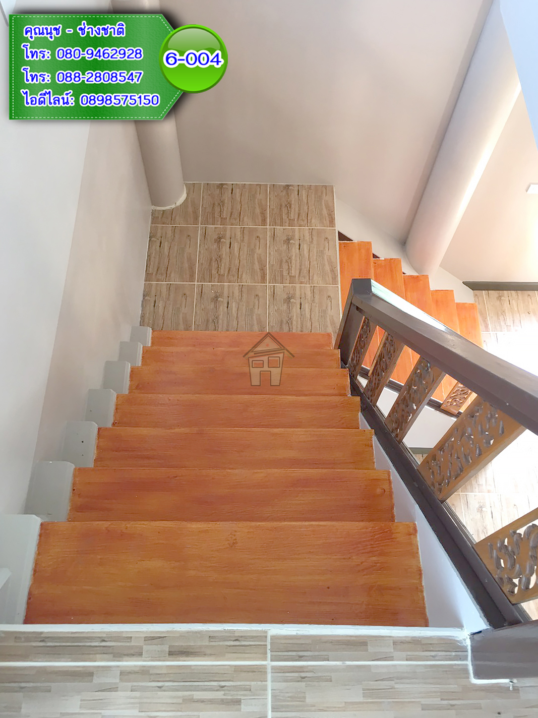 6-004 บ้านน็อคดาวน์ยกสูง 2 ชั้น ทรงปั้นหยาผสมมะนิลา สีน้ำตาล