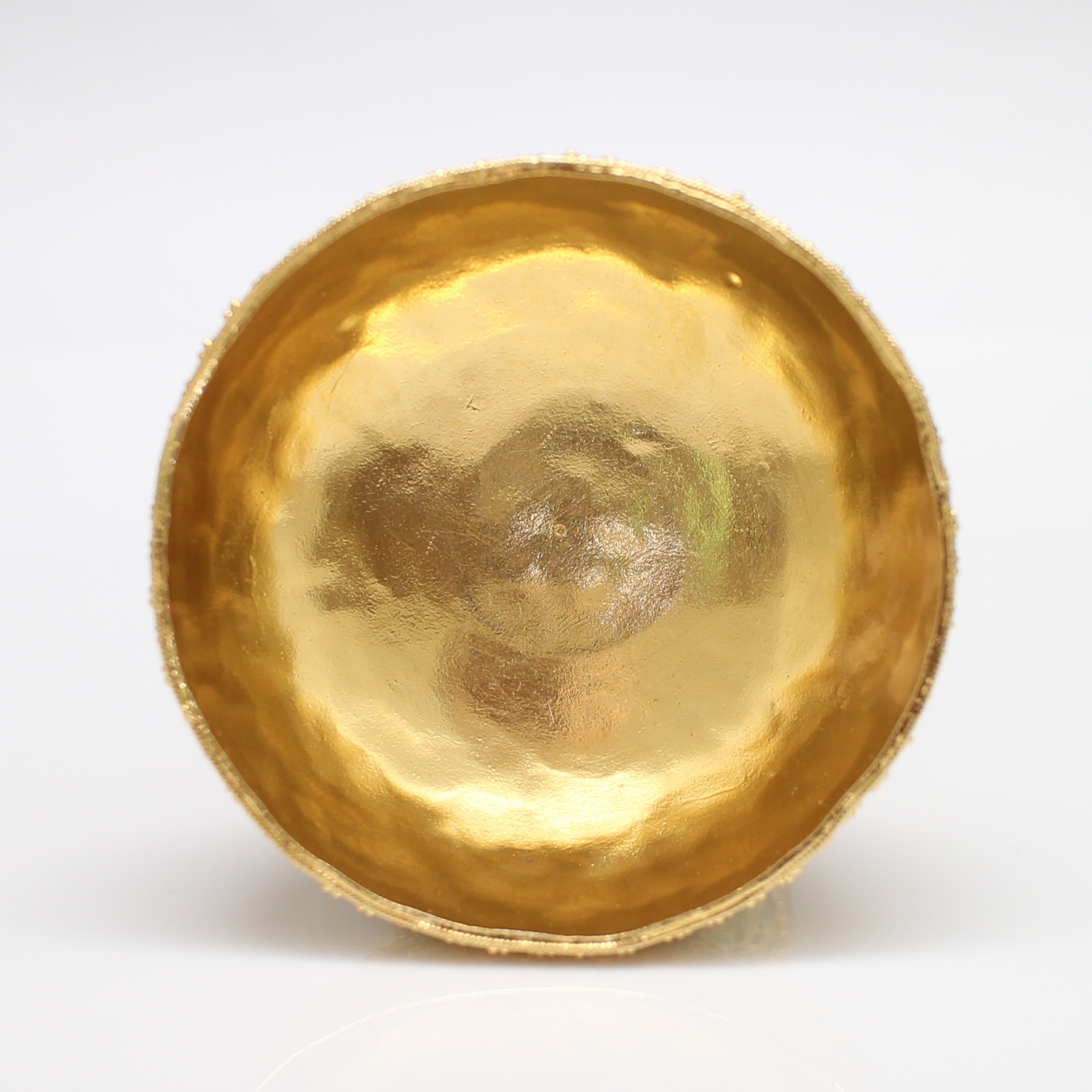 SI378 ที่กรวดน้ำลงยาสีฟ้า เงินแท้ชุบทอง