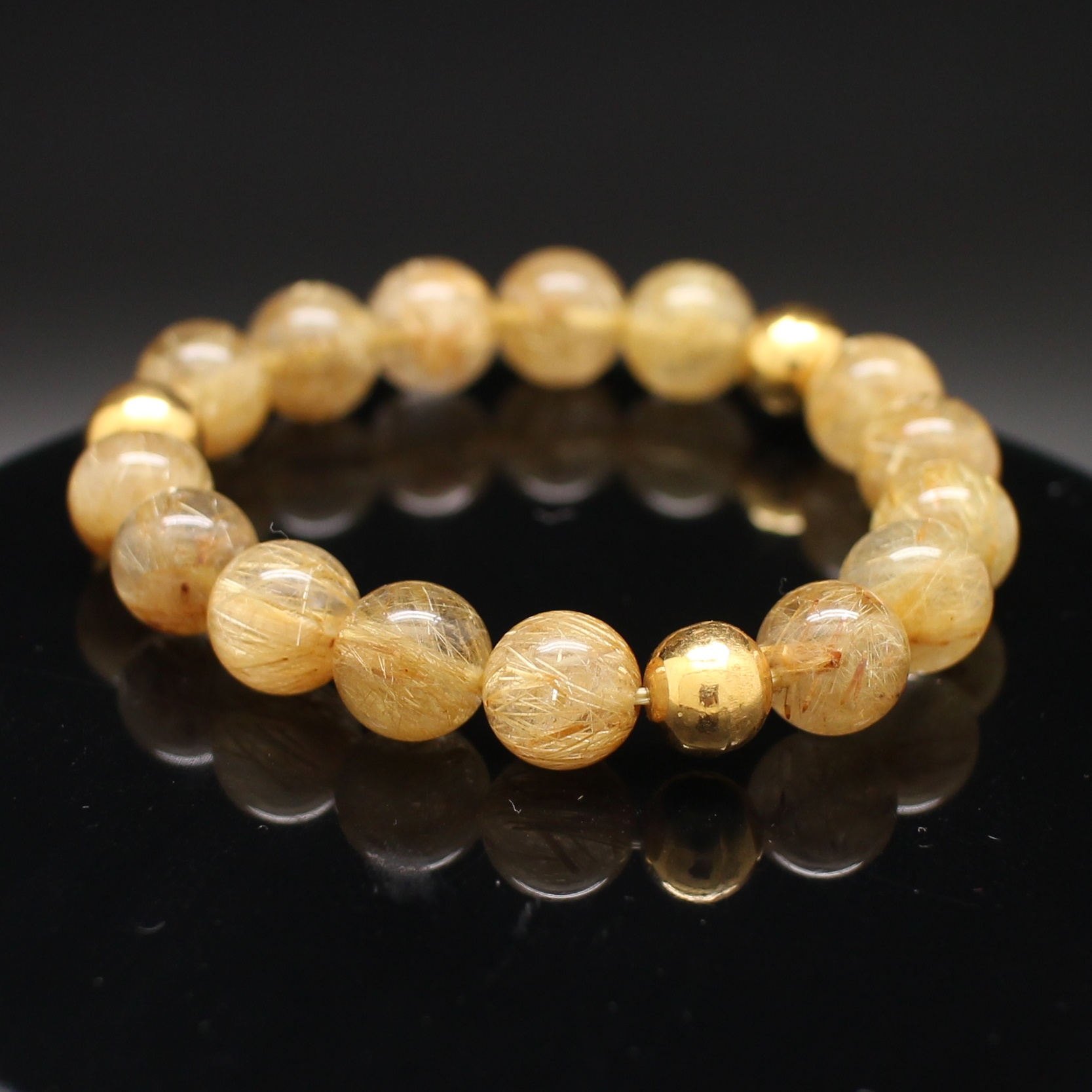 BL25163 สร้อยข้อมือไหมทองคั่นเม็ดทอง ทองแท้ 90% นน.รวม 20.4 กรัม ฟรีไซส์