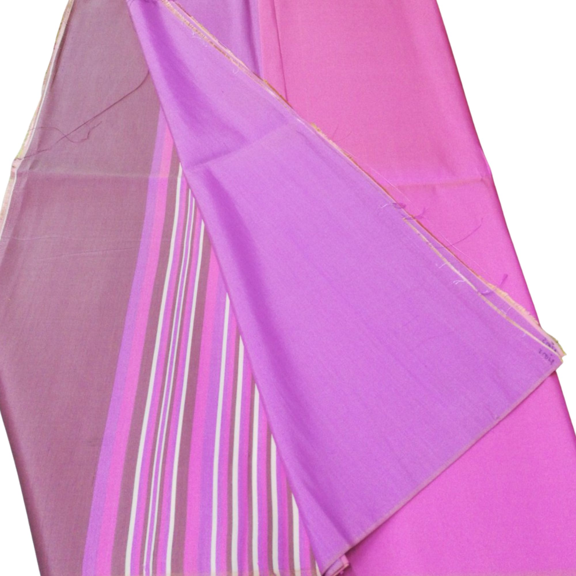 (ผ้าชุด)ไหมมัดหมี่ สองตะกอ ไหมแท้ (ผ้าลาย2หลา+สีพื้น2หลา) สีชมพูเข้ม รหัส M2B-NY1709652