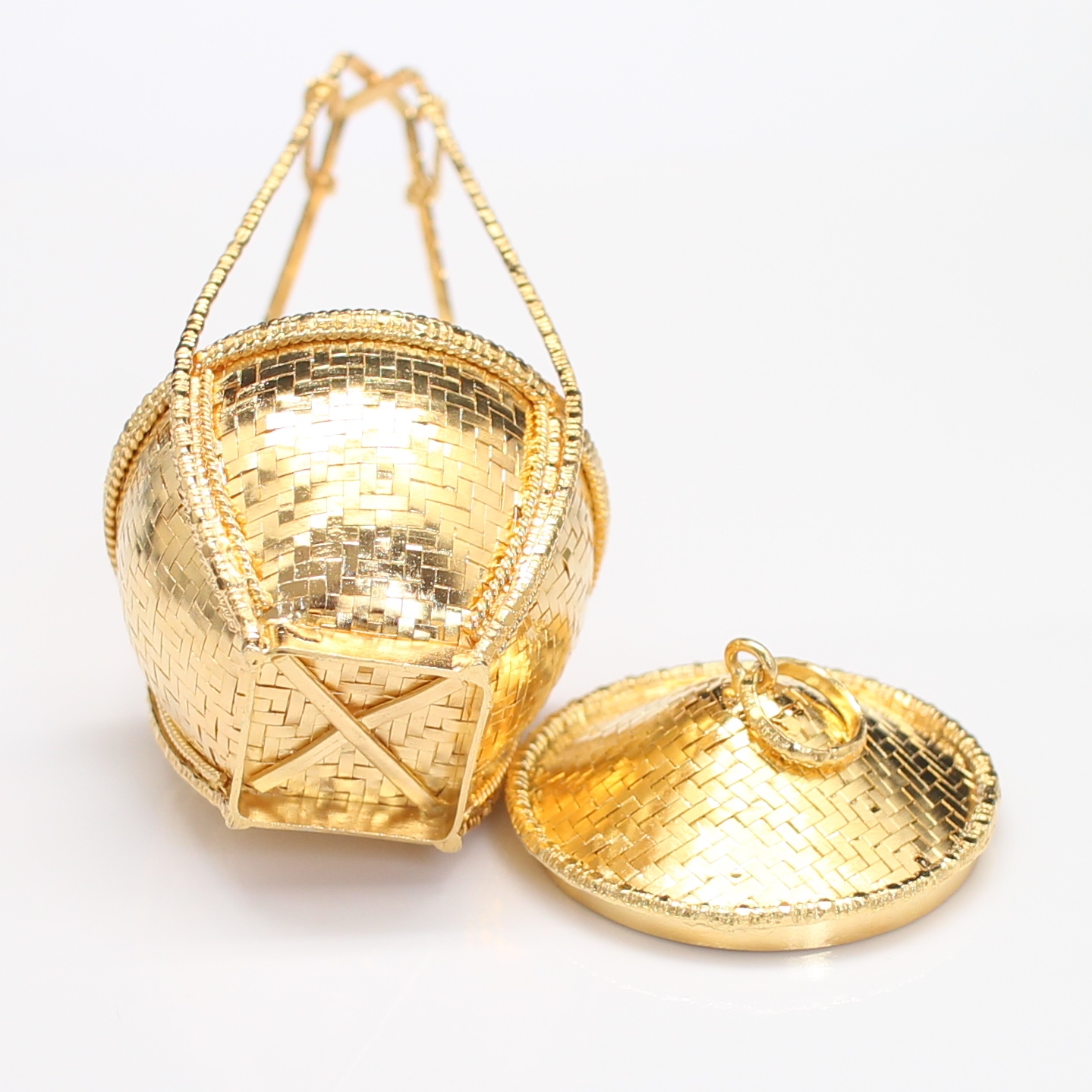 SI374 หาบเงินหาบทอง 1 คู่ เงินแท้ 92.5% ชุบทอง นน. 130.6 กรัม