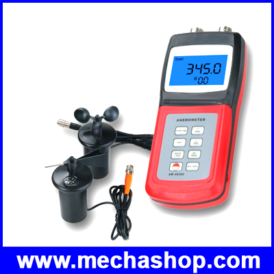 เครื่องวัดลม วัดความเร็วลม ใบพัดแยก เก็บข้อมูล บันทึกข้อมูลได้ AM4836C Cup Anemometer Air Flow Meter Wind Direction ยี่ห้อ NICETYMETER รุ่น AM-4836C