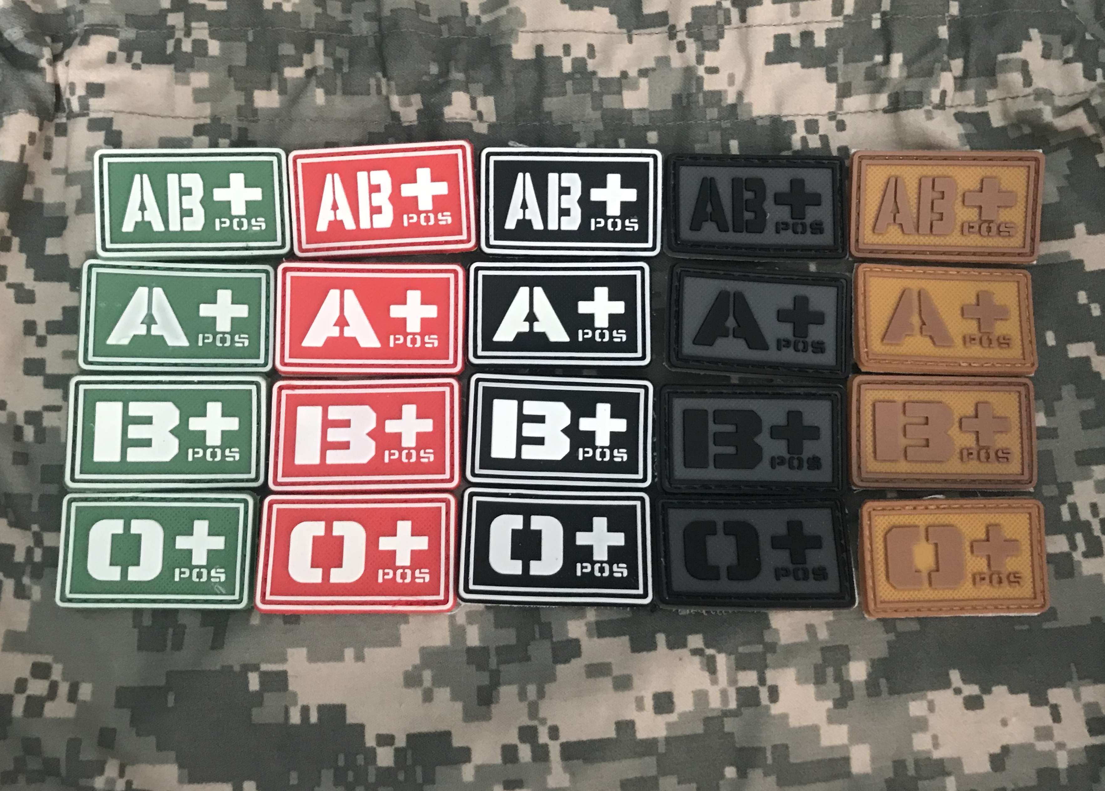 patch อาร์ม กรุ๊ปเลือด แบบ pvc กลุ่ม 1 (มีตีนตุ๊กแกทุกชิ้น)