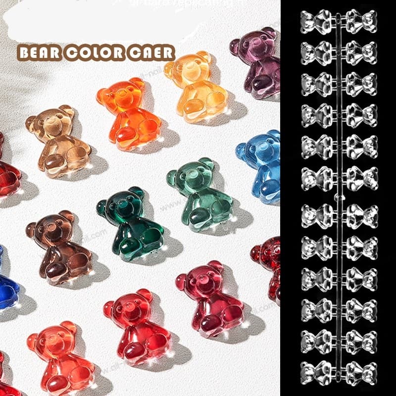 ชาร์ตสีรูปหมี ชาร์ตโชว์สี แผ่นชาร์ตรูปหมี ชาร์ตทาเล็บสีใส ชาร์ต3D 1เซต/120ชิ้น