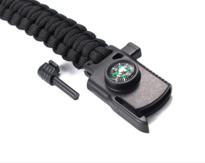 ตัวล็อคก้ามปู ซ่อนมีด มีเข็มทิศ,แท่งจุดไฟและนกหวีดในตัว