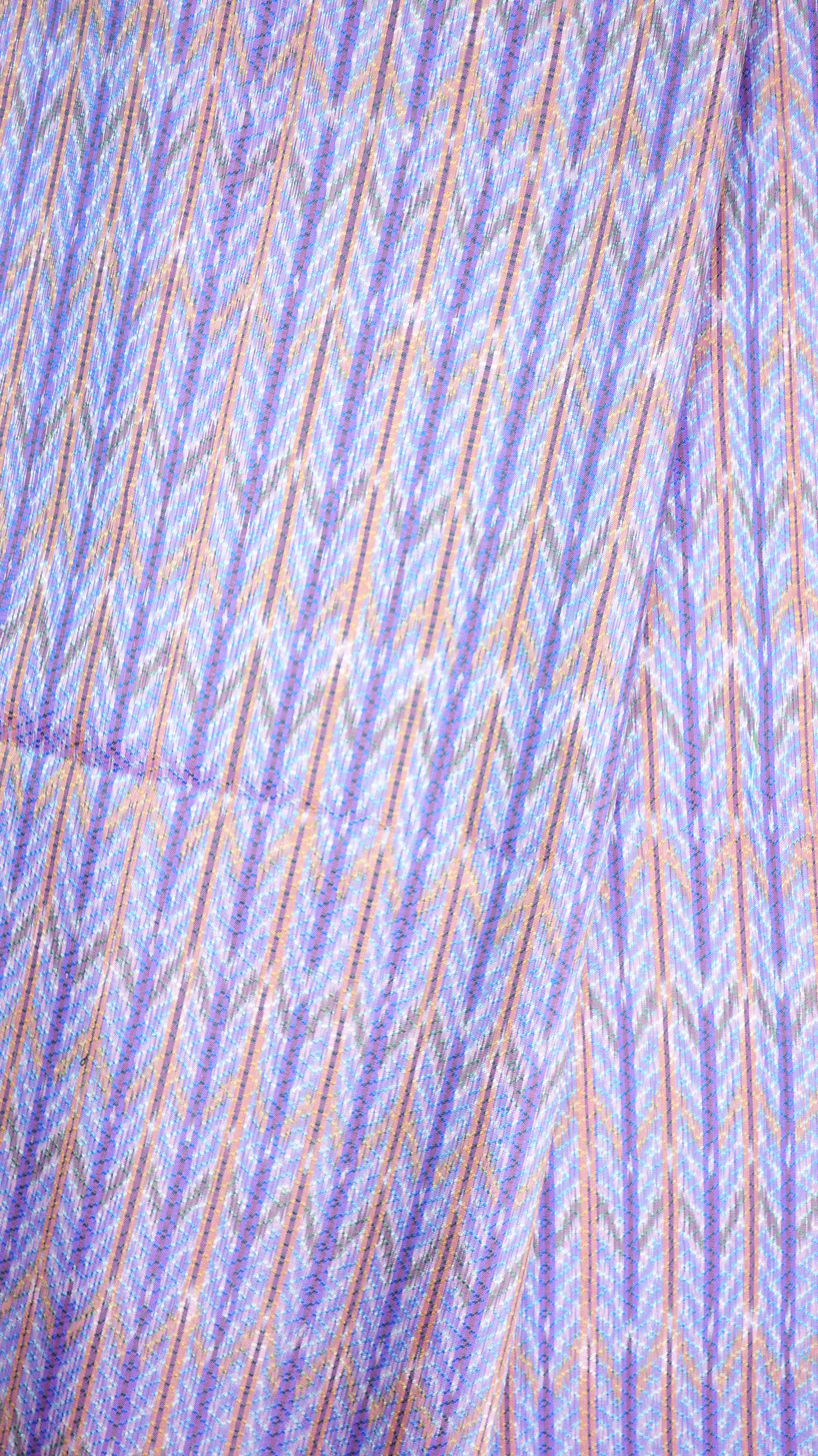 (ผ้าชุด)ไหมมัดหมี่ 6ตะกอ ไหมแท้ (ผ้าลาย 2เมตร+สีพื้น2เมตร) โทนสีม่วง รหัส L8A-ME-066-1222672