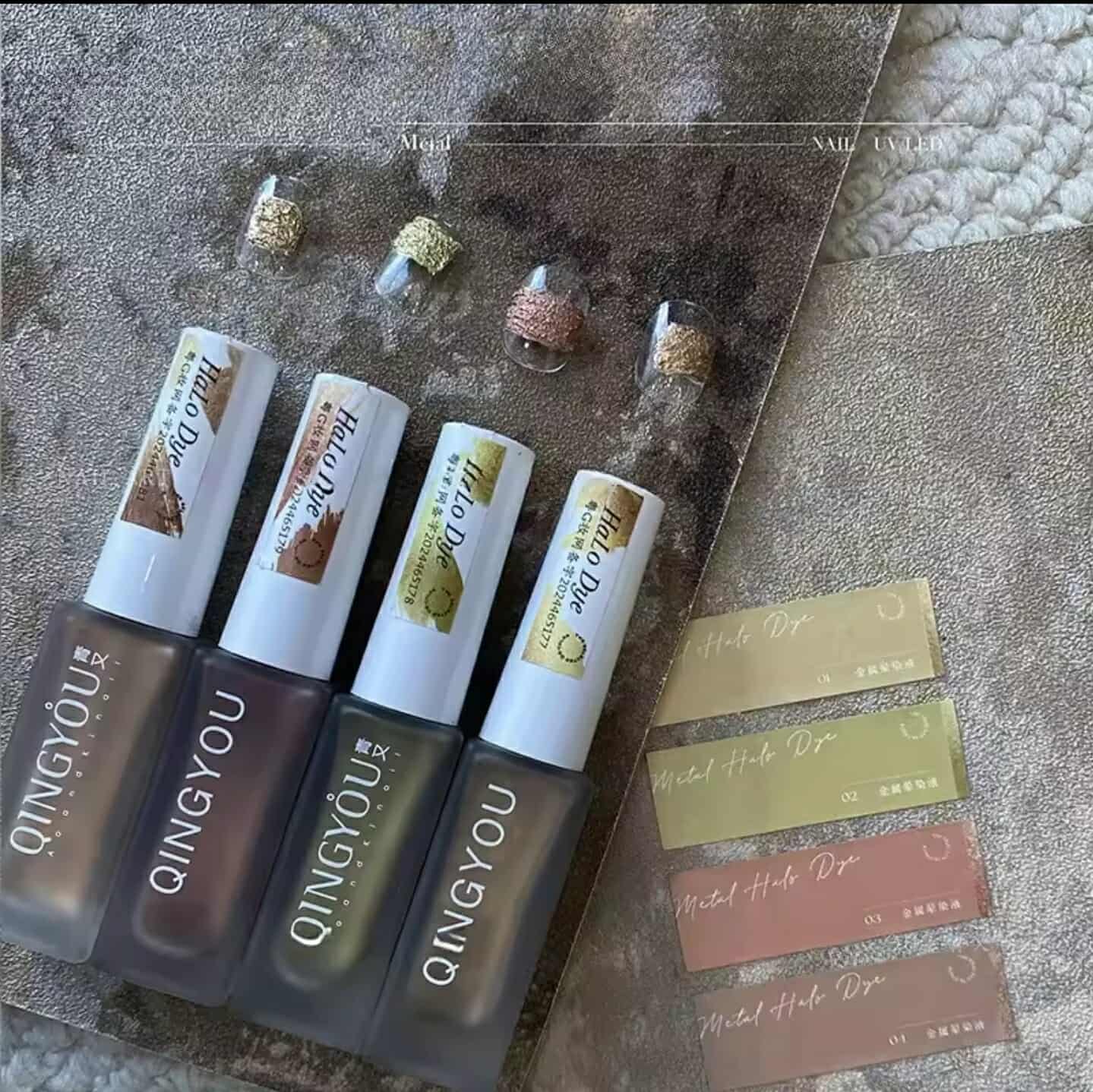 น้ำยาทาเล็บเมทัลลิค สีไบรท์เมทัลลิค แบรนด์QINGYOU แห้งไว มี4สี