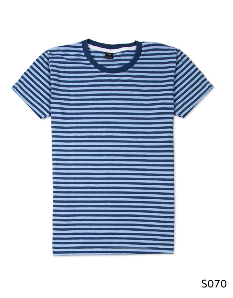 เสื้อยืดคอกลมลายทาง S070 (สีฟ้ากรมท่า เล็ก)
