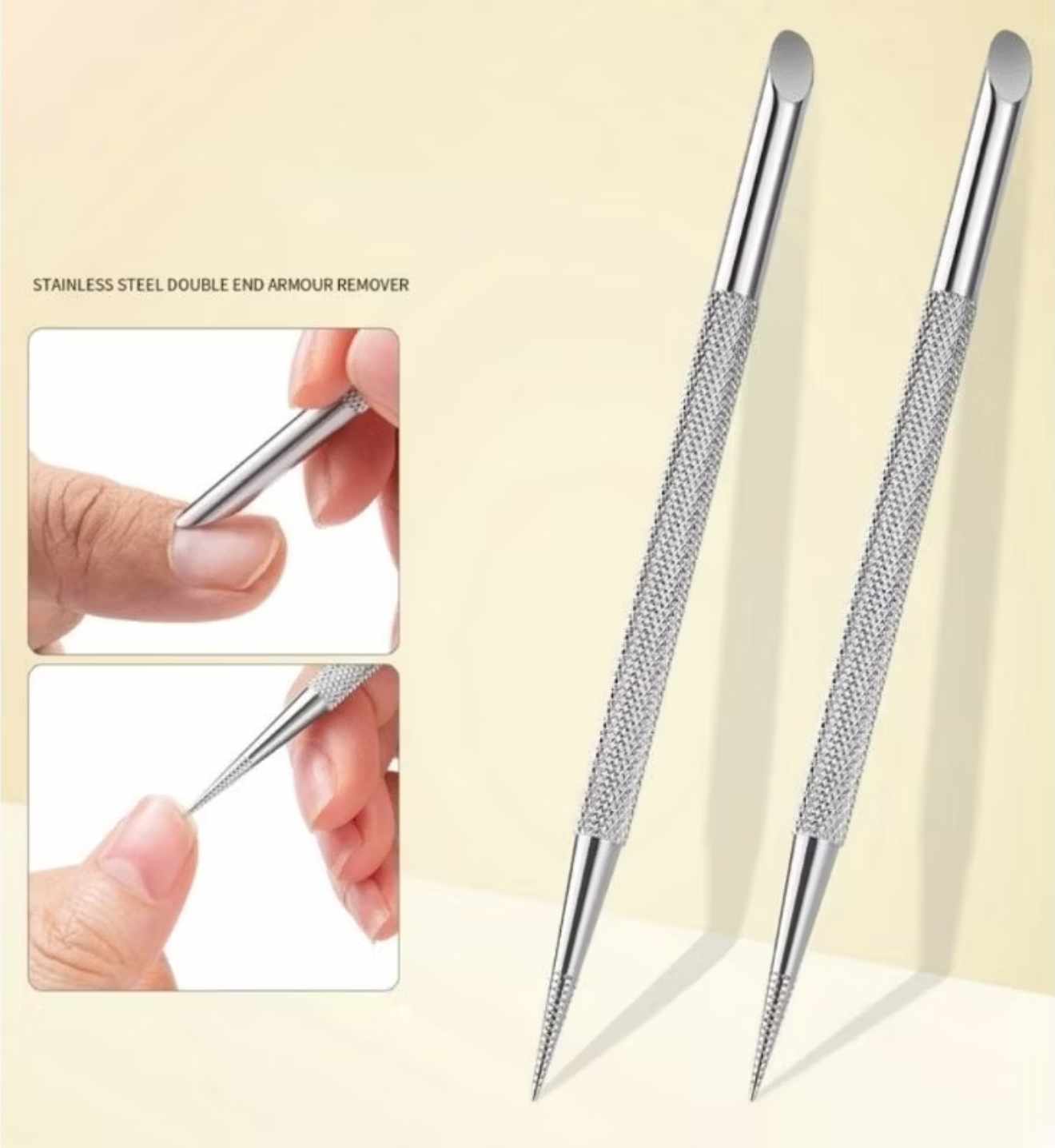 ไม้ดันหนัง2หัว แบบเฉียง+แบบแหลม พร้อมแผ่นขัดหน้าเล็บ50ชิ้น