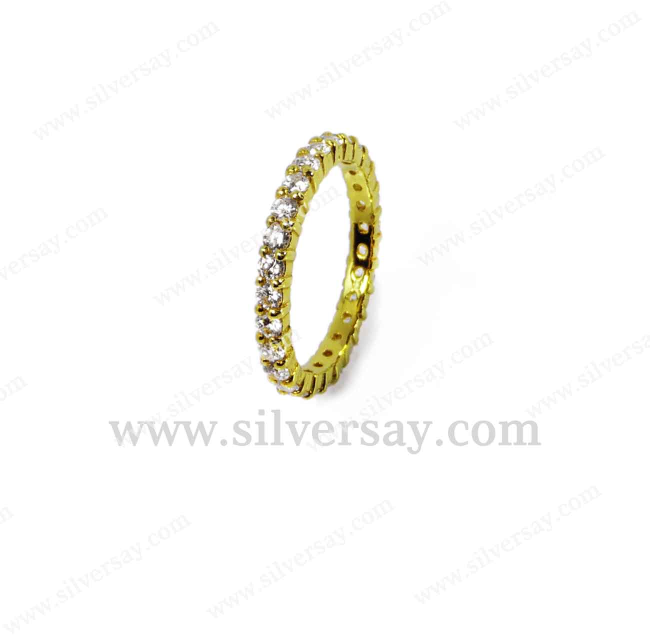 แหวนเพชรสวิสแถวรอบวง 2 มม./หนามเตยร่วม/สีทองคำ22k