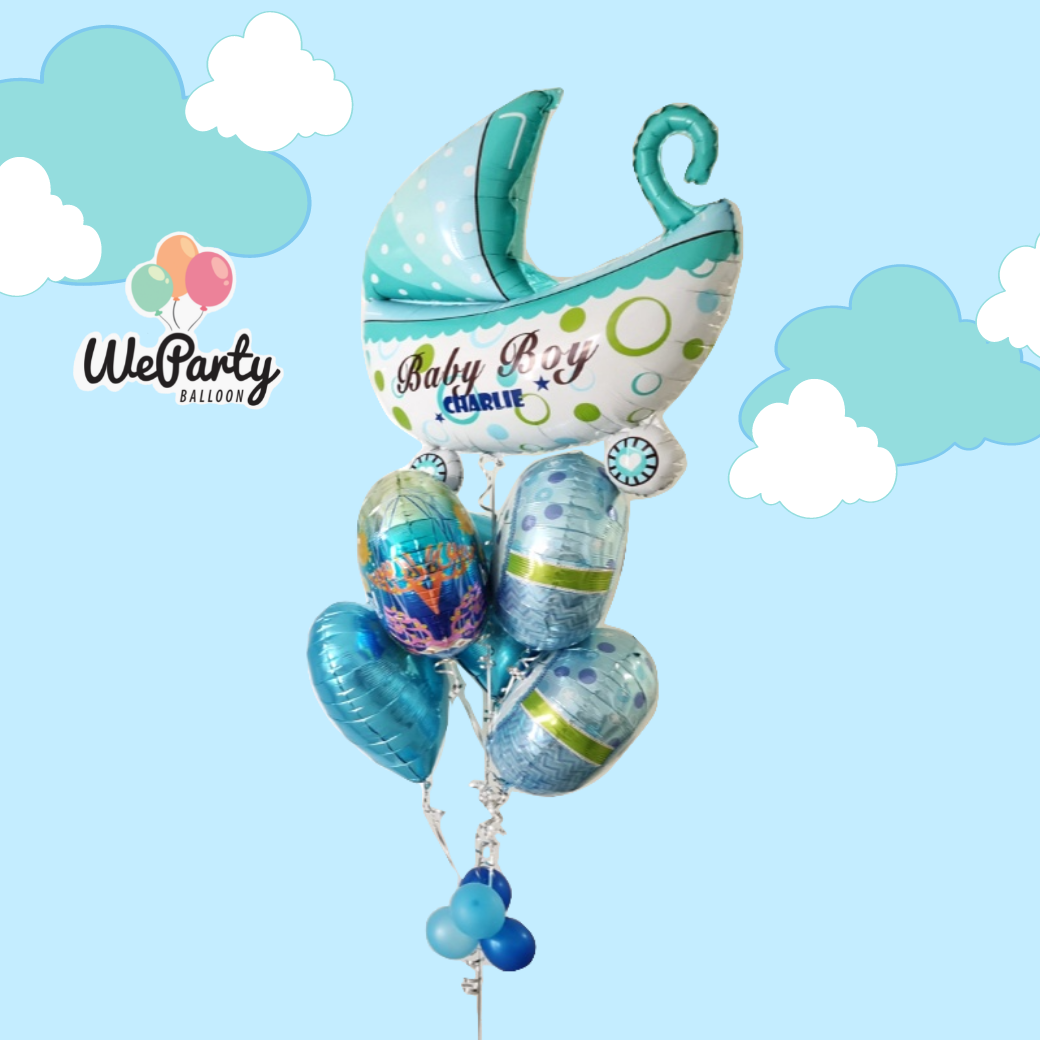 ลูกโป่งต้อนรับเด็กแรกเกิด Welcome Baby Boy (with Helium) (6 pcs) (สนใจสั่งซื้อผ่าน Line: @weparty)