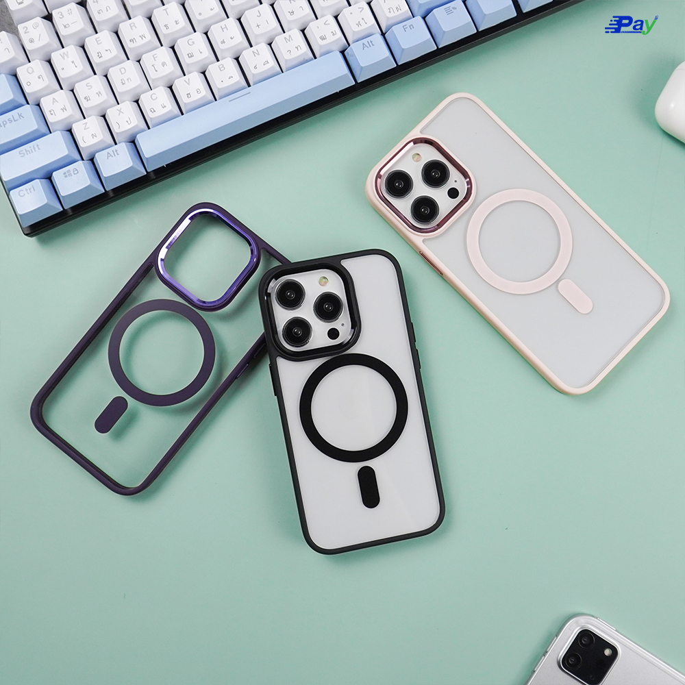 เคสโทรศัพท์ iPhone Cococ Magsafe เคสใสขอบสี เคสชาร์จไร้สาย สำหรับ14Pro/14ProMax/13Pro/13ProMax/12ProMax
