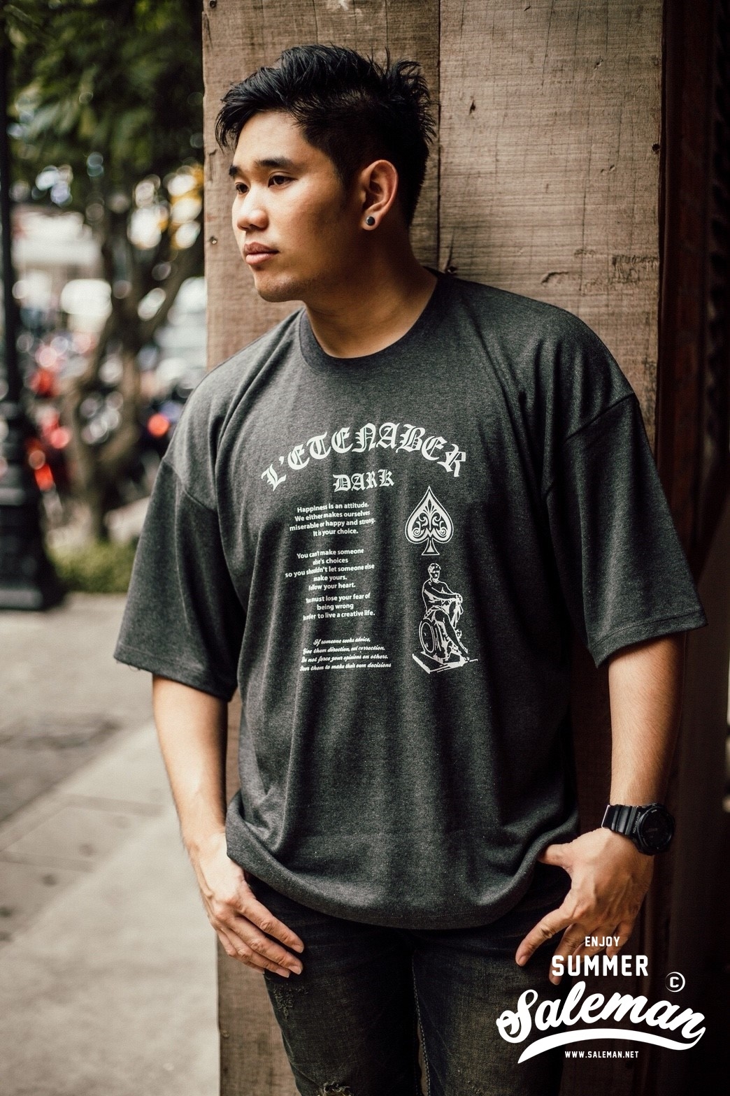 เสื้อยืด โพธิ์ดำ สีเทาเข้ม -112 -2