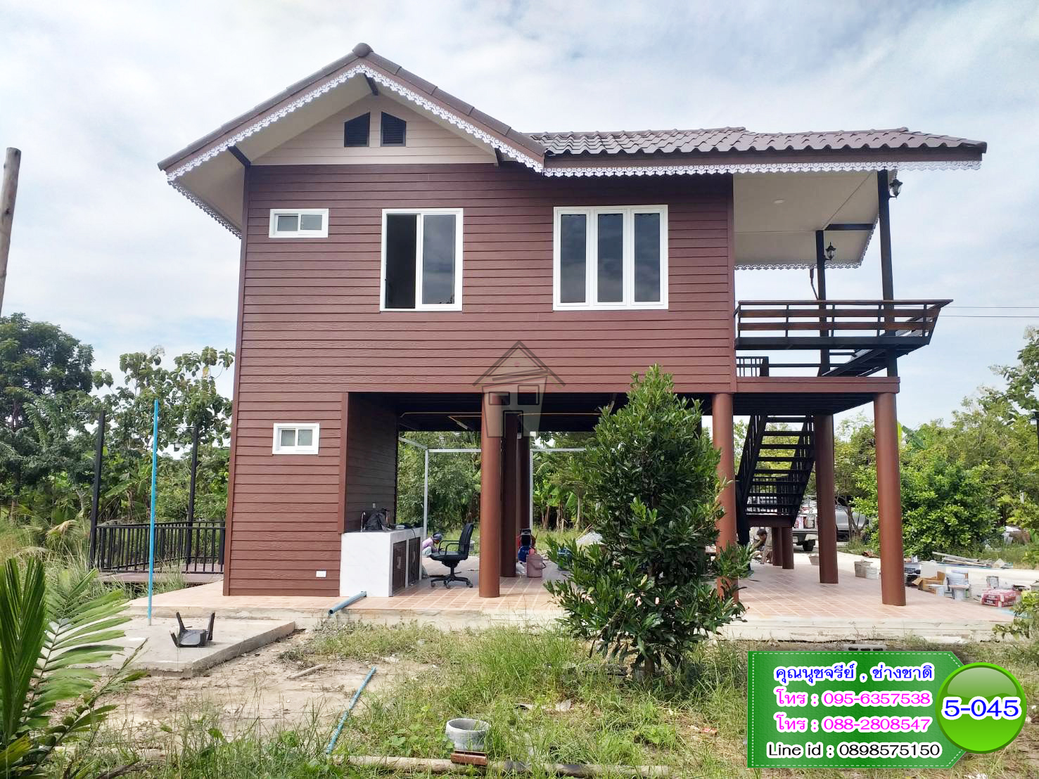 5-045 บ้านน็อคดาวน์ - บ้านหลังใหญ่ - ทรงจั่วมุกซ้อน