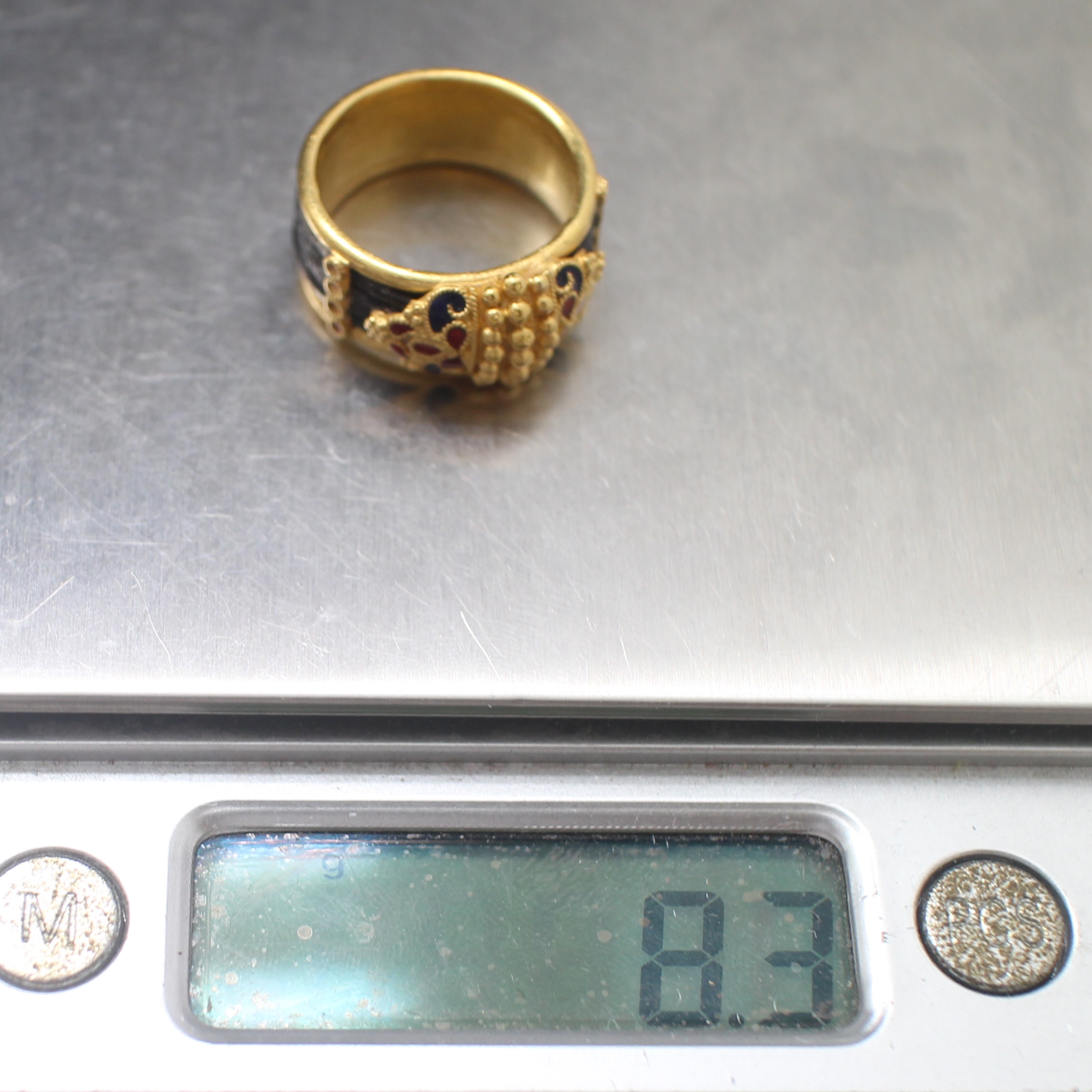 RG250171 แหวนหางช้างทองลงยา ทองแท้ 90% นน.รวม 8.3 กรัม ขนาดแหวน 60