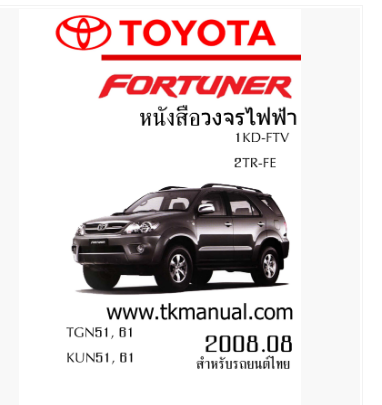 หนังสือ วงจรไฟฟ้ารถยนต์ TOYOTA FORTUNER ฉบับเพิ่มเติม 2008.08