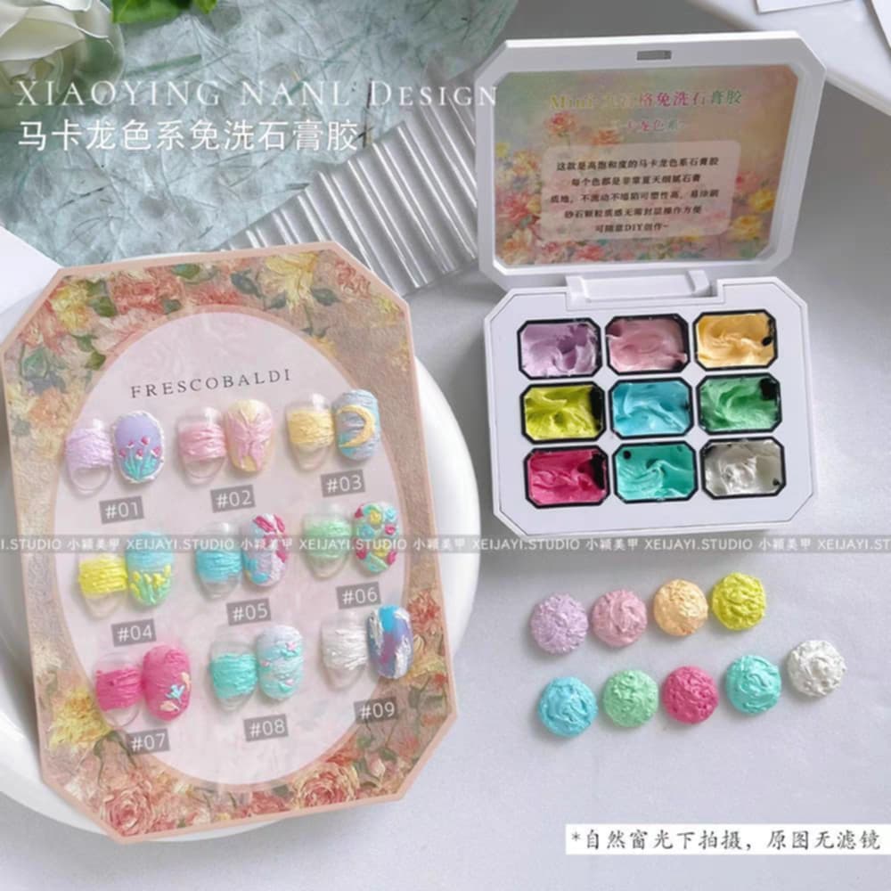 สีเจลเพ้นท์ สีเจลทำออมเบรย์ สีเจลไล่สี ใช้ทาได้ สีสดใส แบบตลับ 9สี/เซต