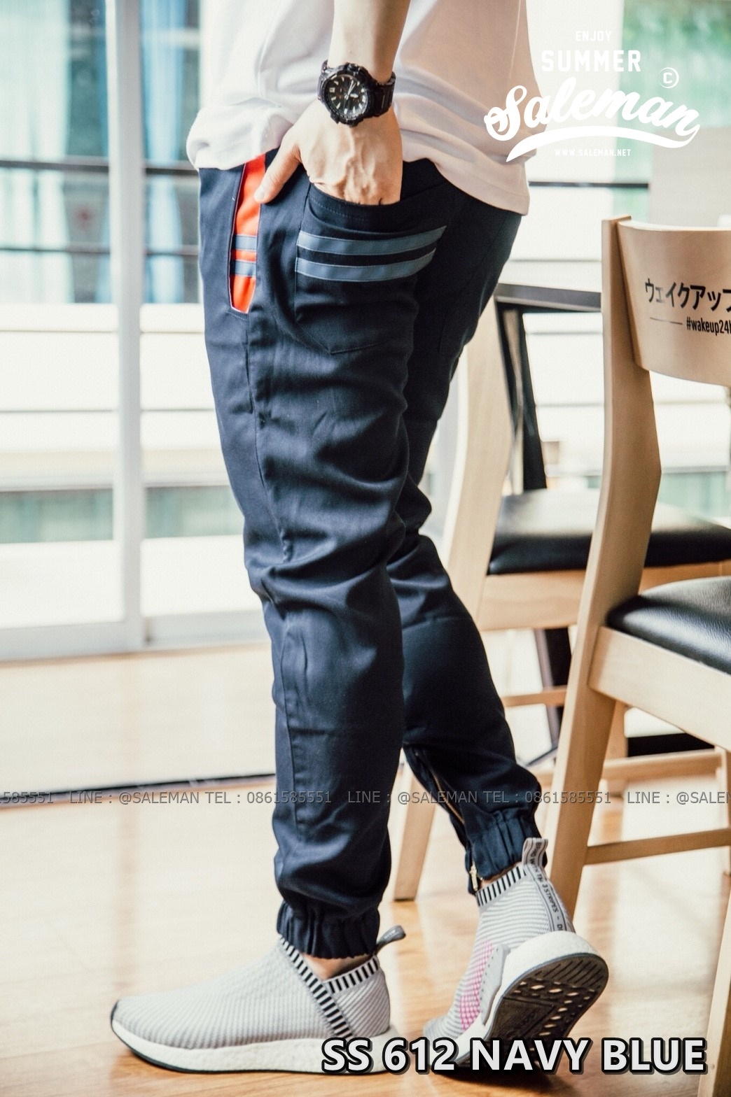 กางเกง JOGGER พรีเมี่ยม ผ้า COTTON รหัสSS 612 NAVY BLUE