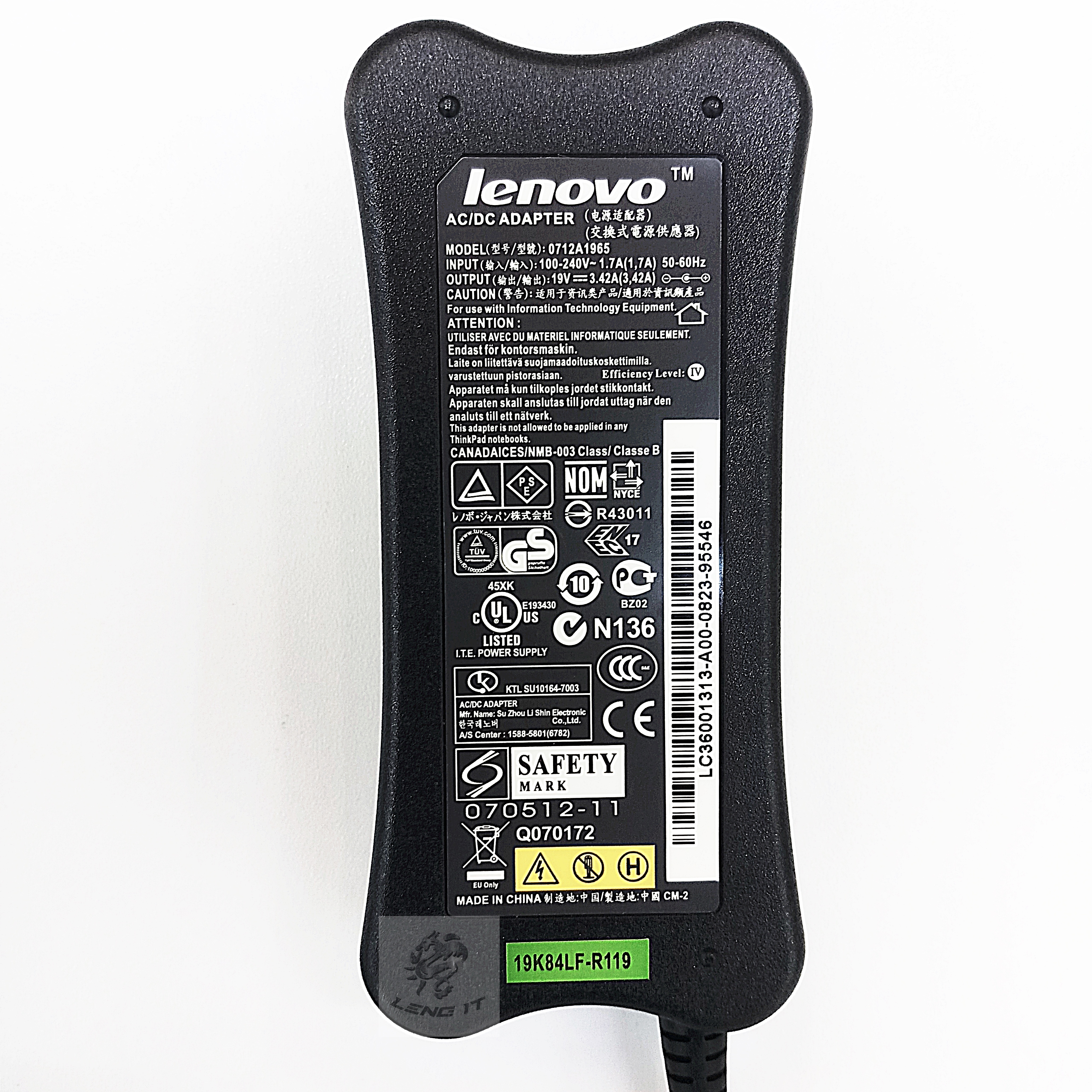ADAPTER LENOVO 19V 3.42A 65W หัว 5.5*2.5MM (ของเทียบ OEM)