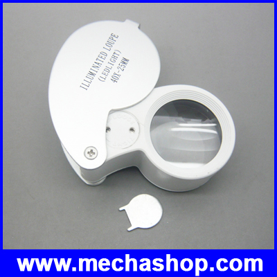 กล้องส่องพระ กล้องส่องจิวเวอร์รี่ พร้อมไฟ LED ขยาย40x 25mm LED Loop Magnifying Magnifier Loupe Jewelry Detect Jeweler Eye Loupe