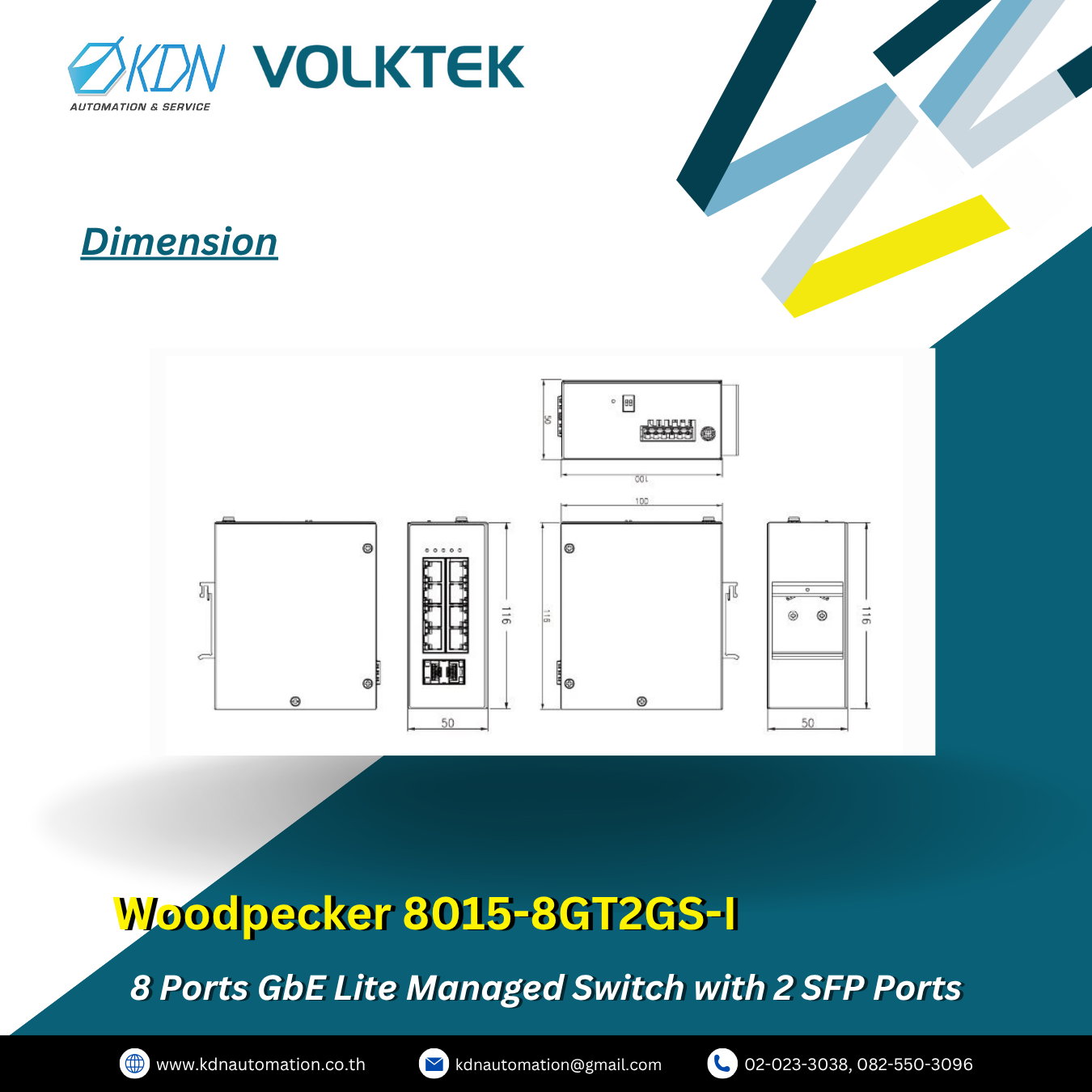 Woodpecker 8015-8GT2GS-I Volktek 8 Ports GbE Lite Managed Switch with 2 SFP Ports