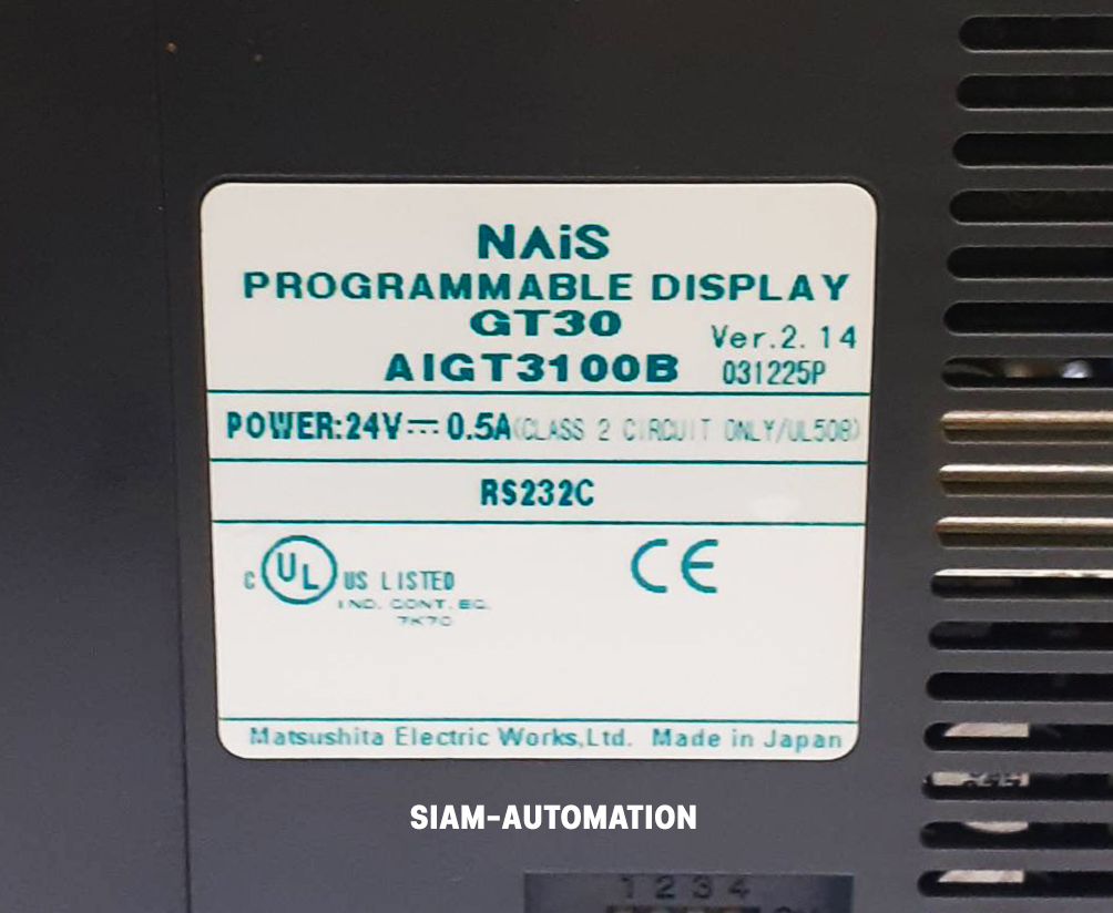 TOUCH SCREEN NAIS รุ่น GT30 AIGT3100B 5.75" 24VDC. (ขาวดำ) สินค้ามือ2