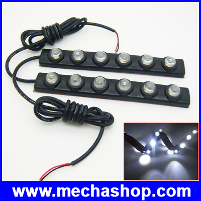 ไฟตัดหมอก เดย์ไลท์LED จำนวน1คู่ แสงสีขาว 2*6 LED DRL Driving Daytime Running DayLight สำหรับติดตั้งรถยนต์
