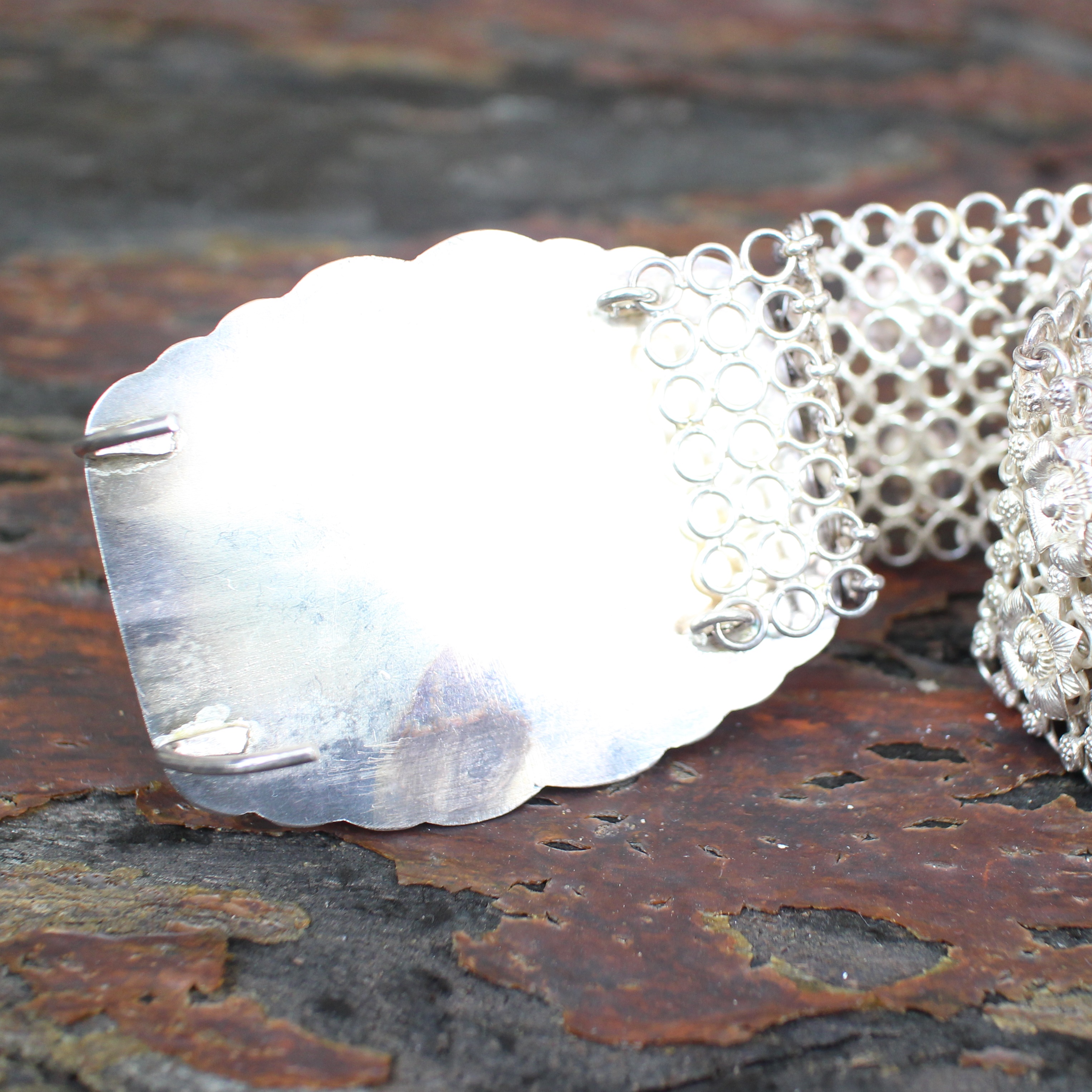 SI344 เข็มขัดเงินหัวดุลลายดอกไม้ เงินแท้ 92.5% นน. 460 กรัม ยาว 35 นิ้ว