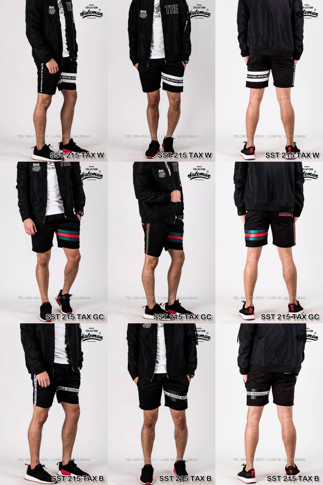 กางเกงขาสั้น พรีเมี่ยม ผ้า COTTON รหัส SS T215 TAX ฺB สีดำ แถบแท็กดำ