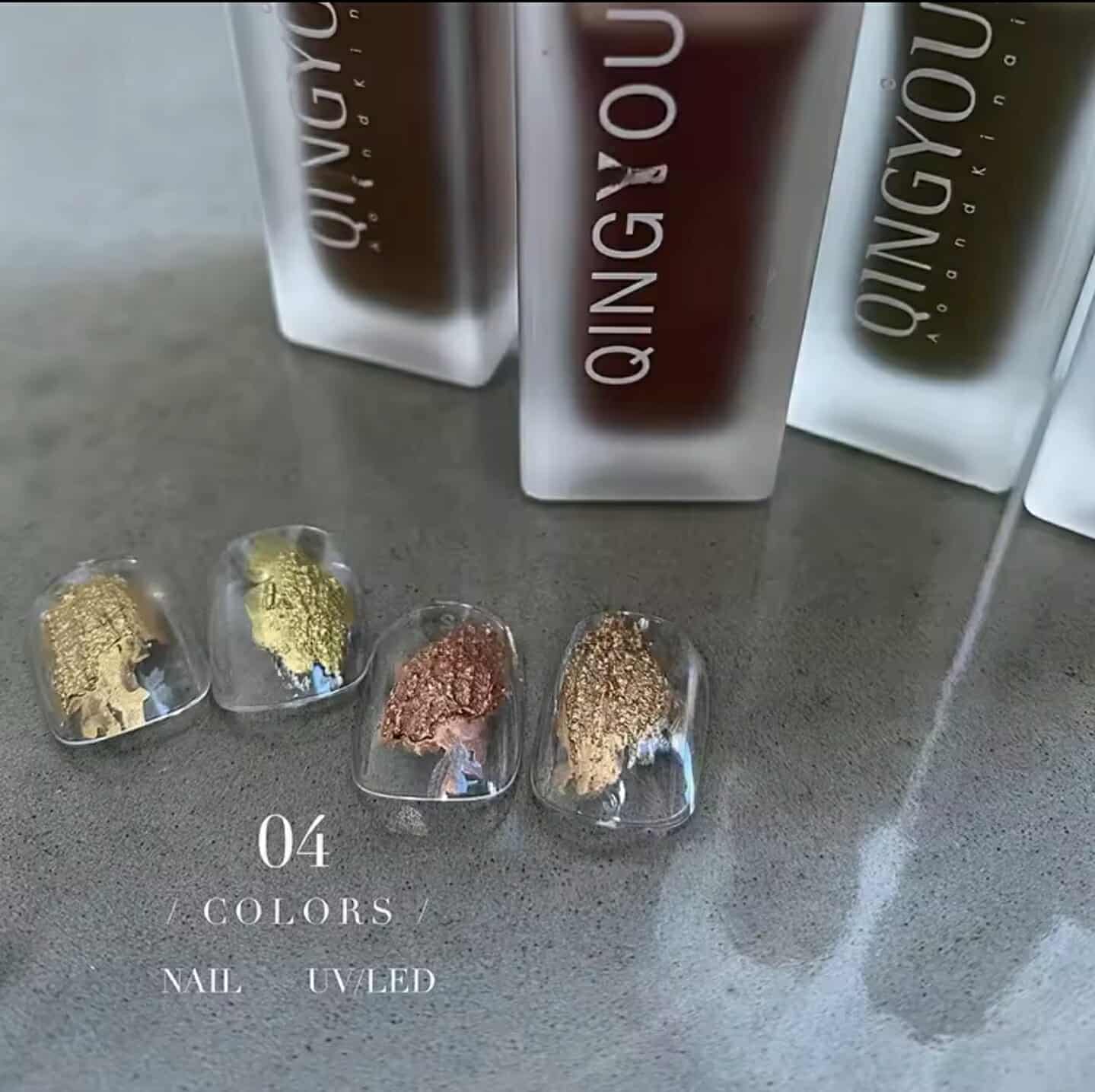 น้ำยาทาเล็บเมทัลลิค สีไบรท์เมทัลลิค แบรนด์QINGYOU แห้งไว มี4สี