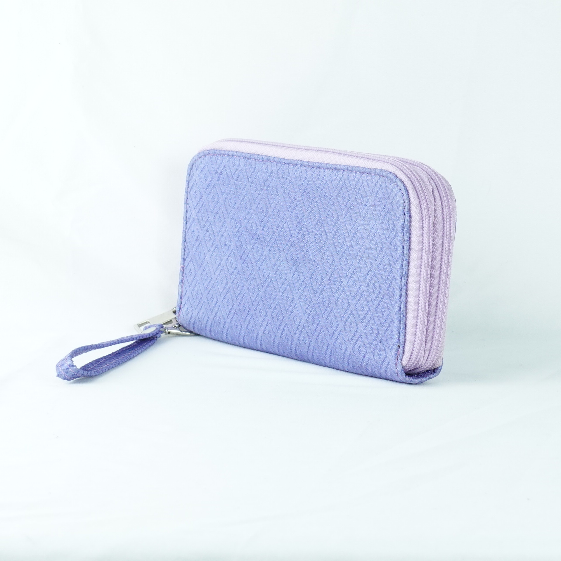 กระเป๋าเงินผ้าไหม ซิปรอบ2ซิป ขนาด 3x11x21ซม.พื้นสีม่วง รหัส GM-TT-060568169