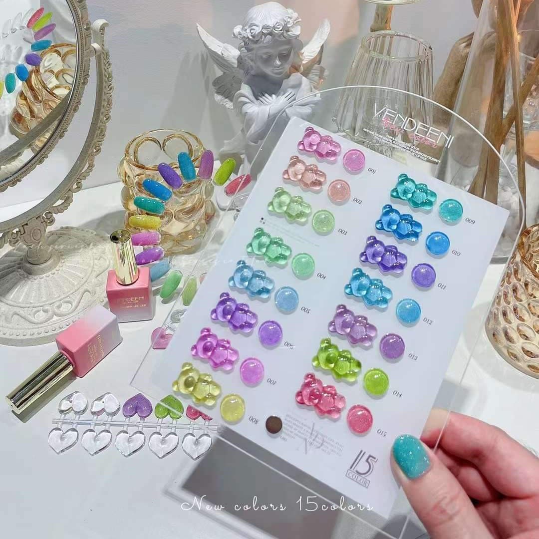 [15สี/เซต] สีเจลทาเล็บ สีแฟลช FLASH สีเจลสะท้อนแสง VENDEENI F11 ขนาด15ml