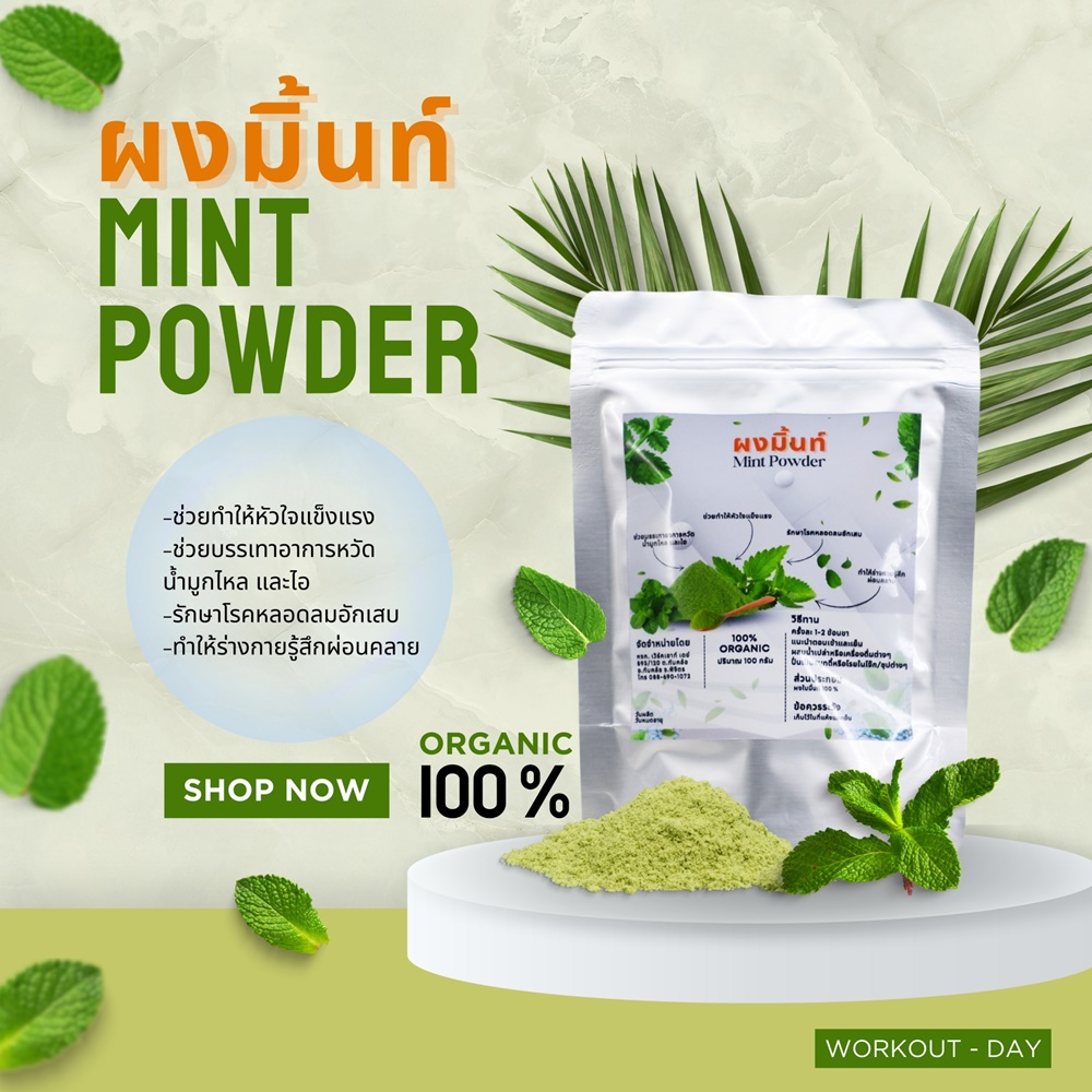 ผงใบมินท์ ผงมินท์ ออแกนิค