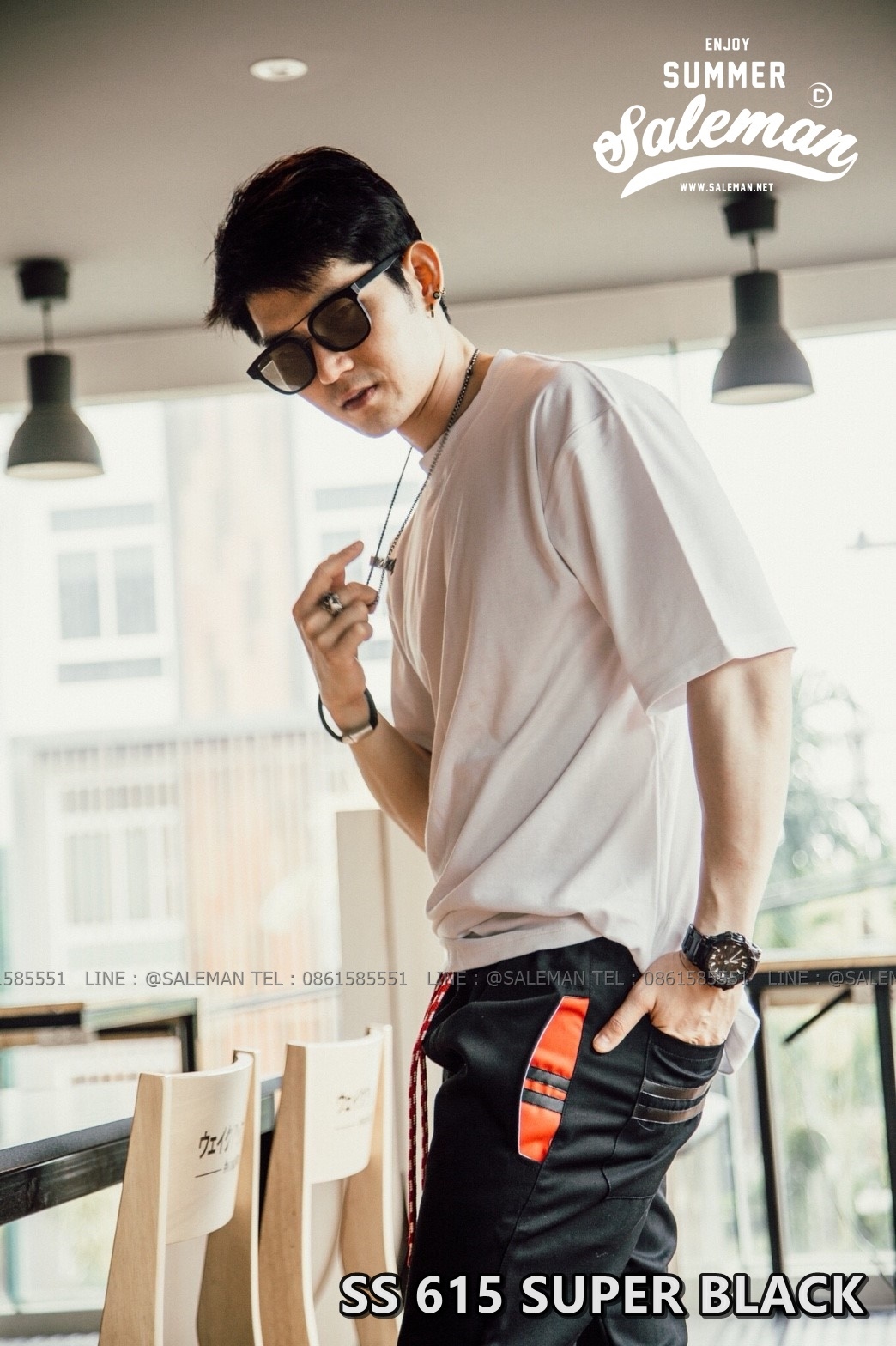 กางเกง JOGGER พรีเมี่ยม ผ้า COTTON รหัส SS 615 SUPER BLACK
