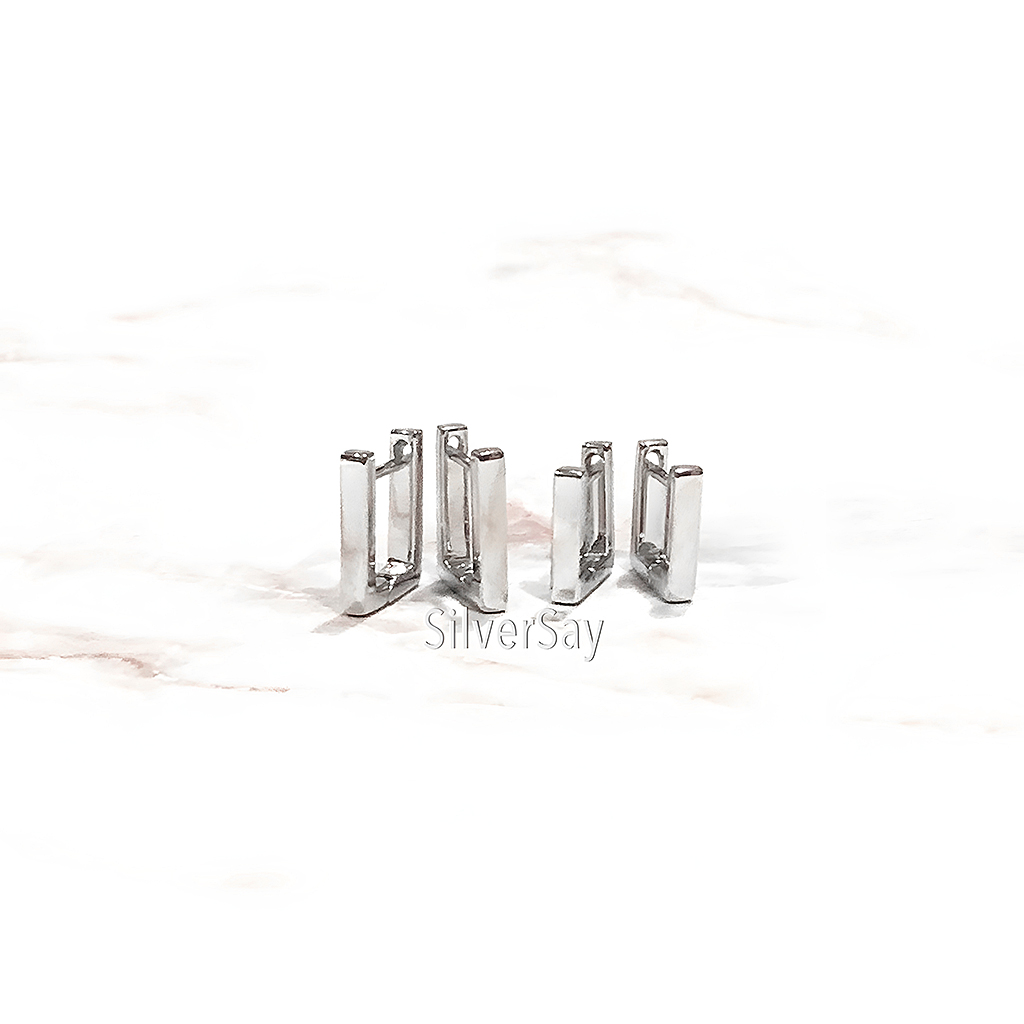 ต่างหูห่วงทรงสี่เหลี่ยม วงใน 6x7 มม./สีทองคำ22k
