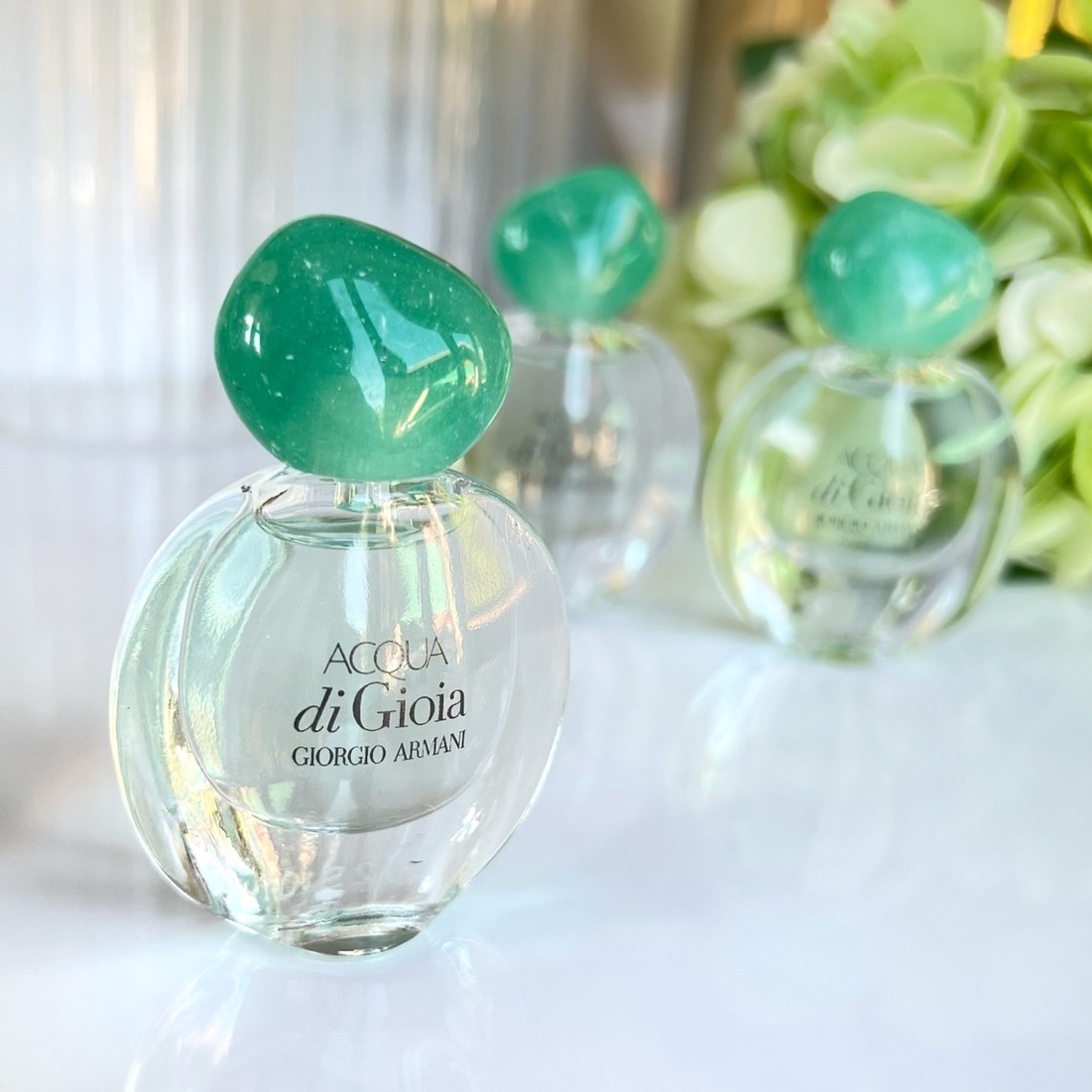 น้ำหอมจิ๋วมินิ Giorgio Armani Acqua Di Gio Gioia EDP 5ml Mini - ฝาเขียว แบบแต้ม ( Mini Perfume น้ำหอมขนาดพกพา) น้ำหอมจิ๋วมินิ ขวดน่ารัก ตั้งโชว์ก็สวย พกพาก็สะดวก หัวแต้มตามจุดชีพจร