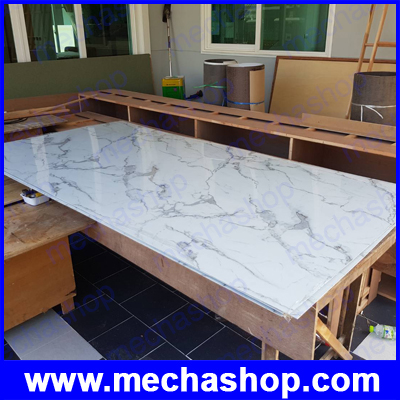 UV Marble Board แผ่นลายหินอ่อน ไม้เทียม แผ่นหินเทียม หินวีเนียร์ ตกแต่งบ้าน ตกแต่งผนัง รุ่น White Size: W1220mm * L2440mm* 2.5mm Material: Pvc Resin & Calcium Powder