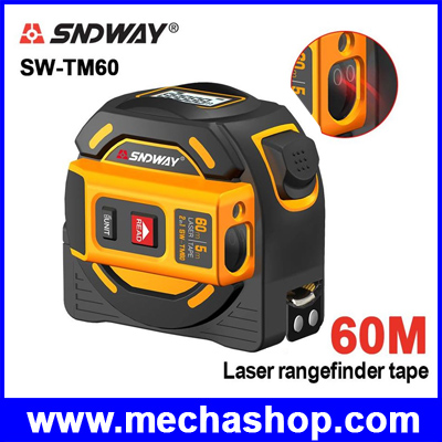 ตลับเมตรดิจิตอล เครื่องวัดระยะเลเซอร์ เครื่องวัดระยะดิจิตอล SNDWAY Laser Tape Measure Range Finder 60M Laser Distance Meter Rangefinder 5M SW-TM60