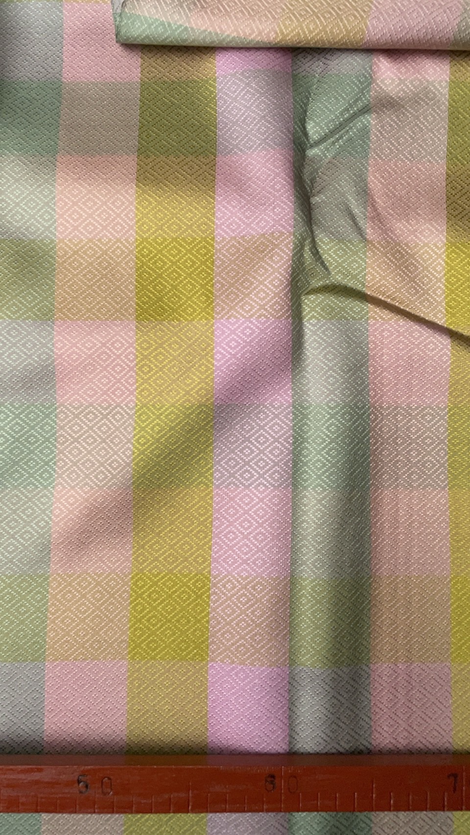 ผ้าไหม ลายร้อยสี เนื้อยกดอก ไหมแท้ multicolor สีโทนเย็น ขายตามความยาวเมตร รหัส MC-76-P4611