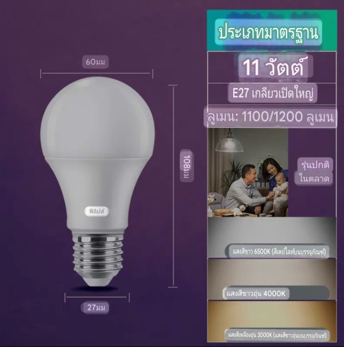 Philipsซีรีส์ประหยัด7วัตต์ จำนวนบรรจุ 12 ดวง / ลัง