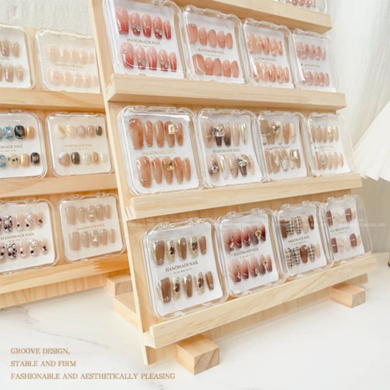 แท่นโชว์เล็บปลอมสำหรับร้านทำเล็บ ชั้นโชว์เล็บปลอมเรียบหรู ที่วางโชว์เล็บ