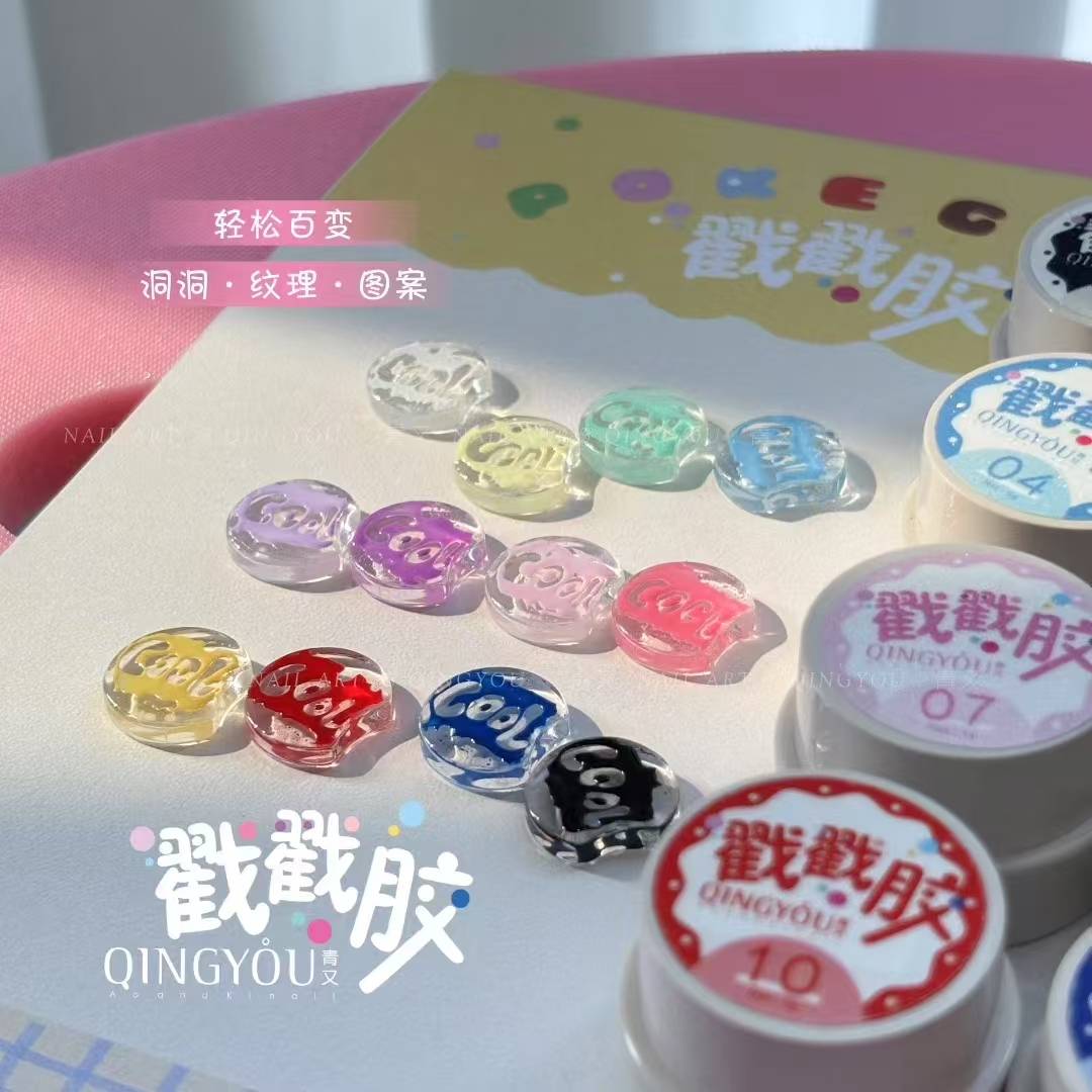 QINGYOU เจลทำเล็บเพ้นท์เล็บ เนื้อหนืด สีเจลยืดได้ เจลเพ้นท์ แถมเบสฟรี