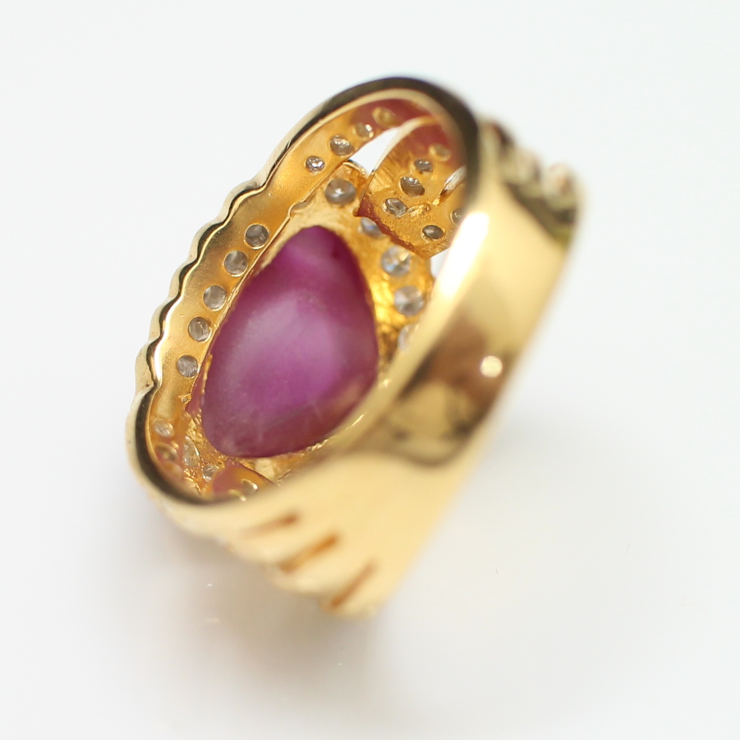 RG250263 แหวนทับทิมพม่ากิมบ่เซี้ยง เพชรแท้ 0.92 กะรัต ทองแท้ 90% นน.รวม 10 กรัม ขนาดแหวน 54