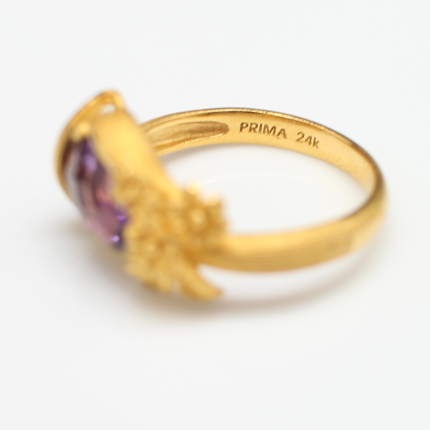 RG250211 ชุดอะเมทิส แหวน จี้ ต่างหู Primagold ทองแท้ 99.99% นน.รวม 19 กรัม แหวนไซส์ 52