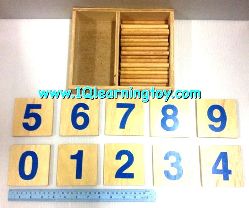 Montessori (ชุดแท่งไม้คณิตศาสตร์ M ) ชุดแท่งไม้สอนเรื่องการนับจำนวน 0-9 ให้เข้าใจได้ง่ายขึ้น ส่งฟรี